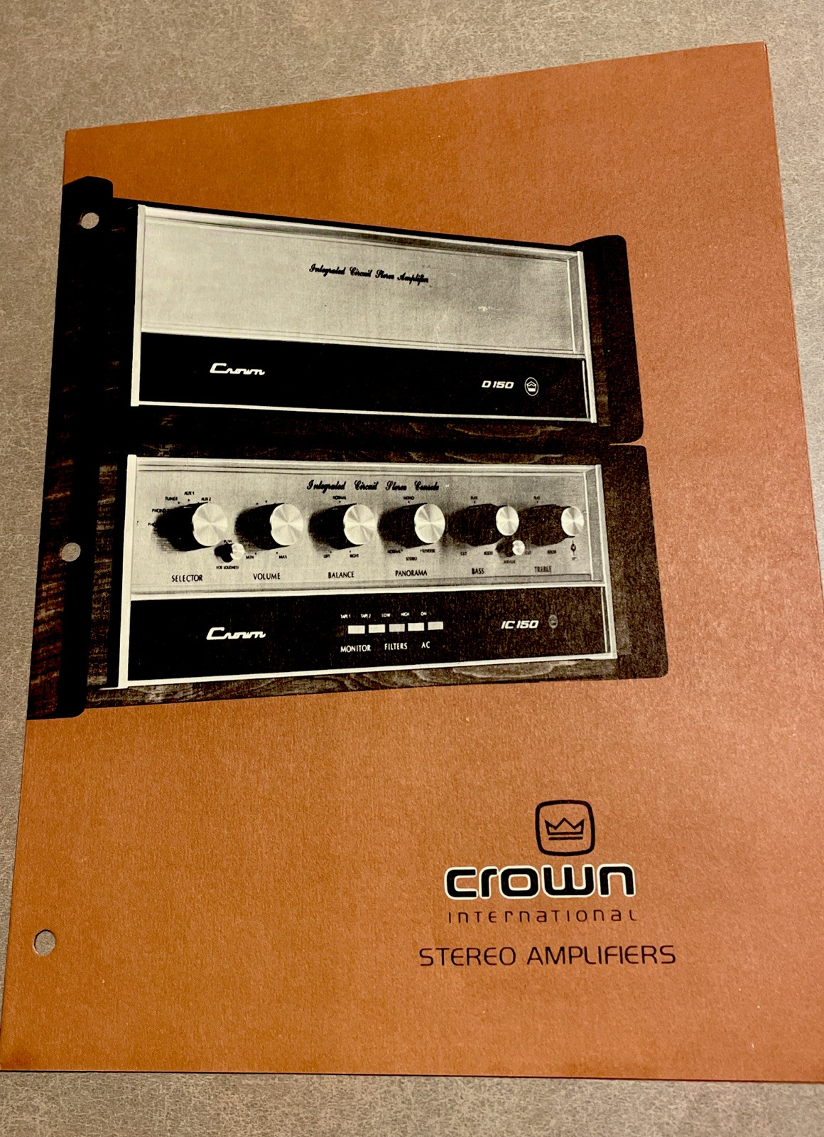 Original 1970s CROWN Audio Stereo Power Amplifier Advertising Spec Sheet Catalog
