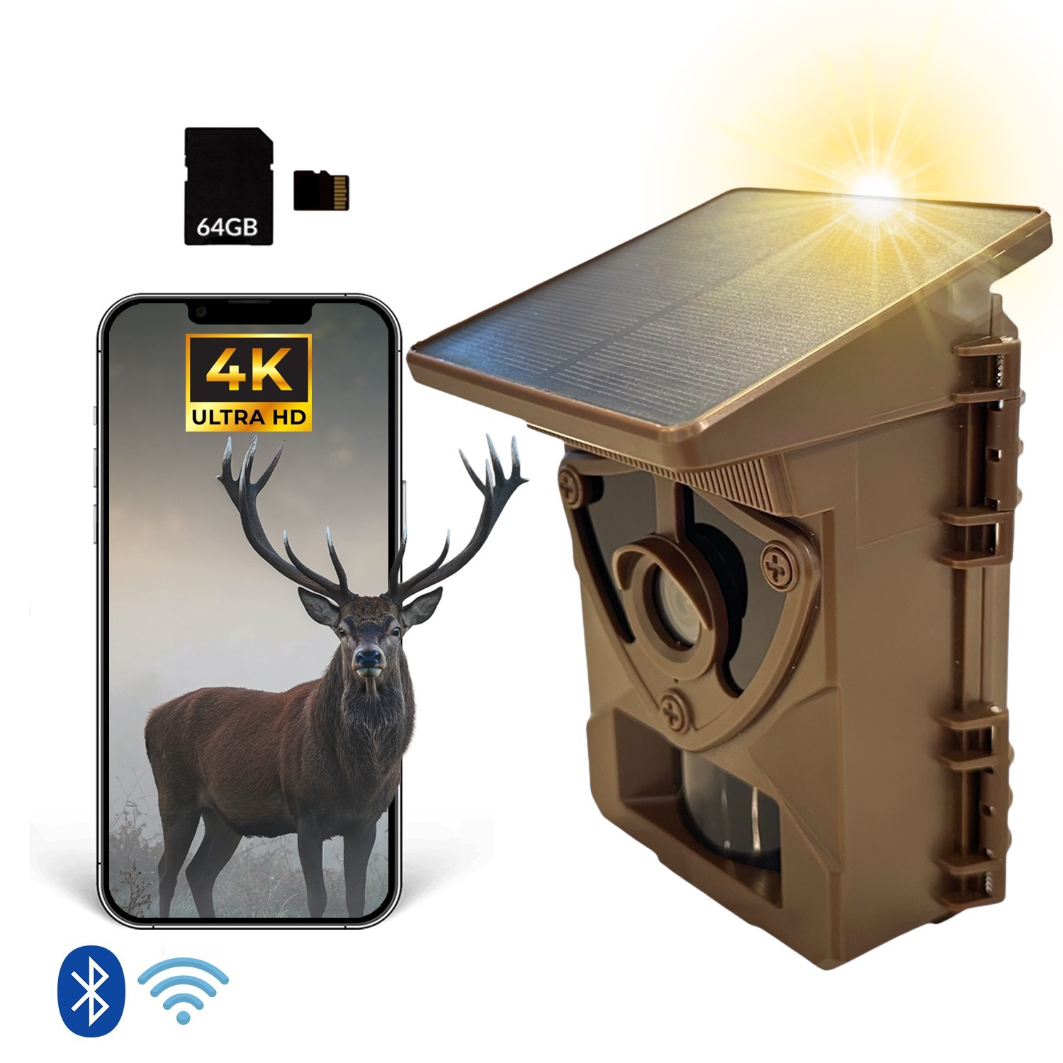 MAC®️ Solar Trail Camera Hunting Camera Game Surveillance 4k 64MP Video 2” TFT
