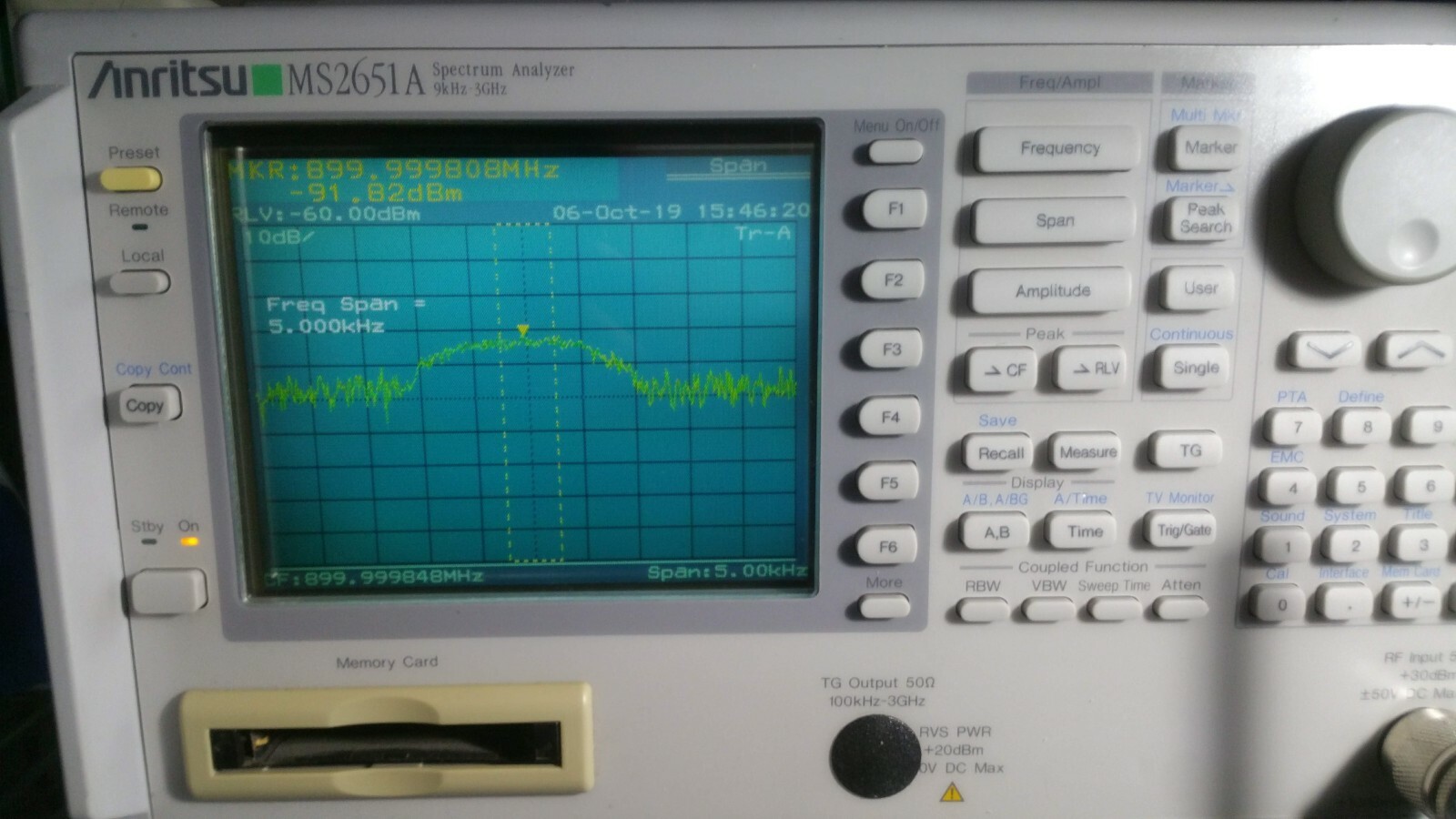 Anritsu Model MS2651 9kHz - 3GHz Spectrum Analyzer with option 01, 07,08, and 16