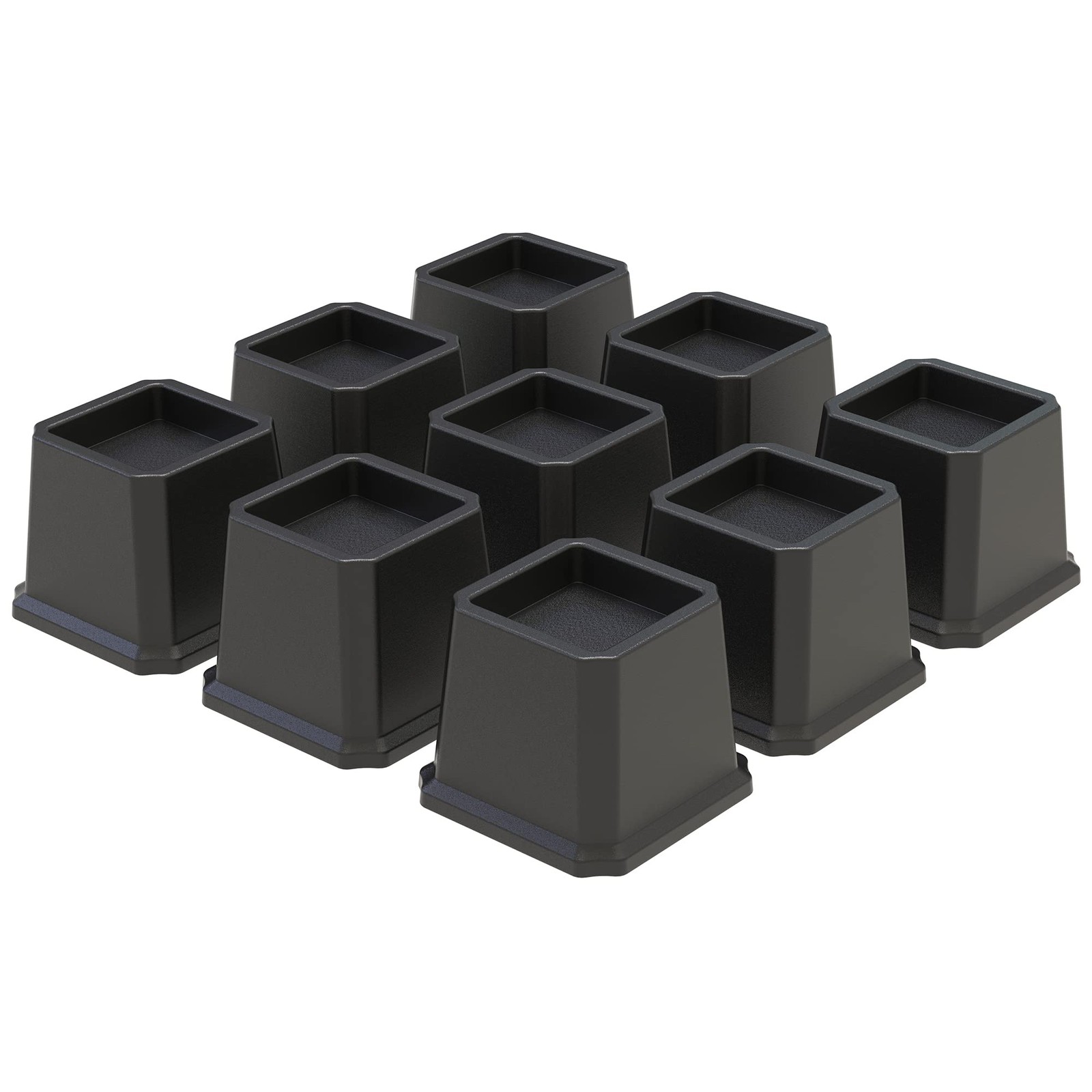 9 Pack 3 Inch Black Heavy Duty Bed Risers 3000 lbs Lift Furniture Sofa Table