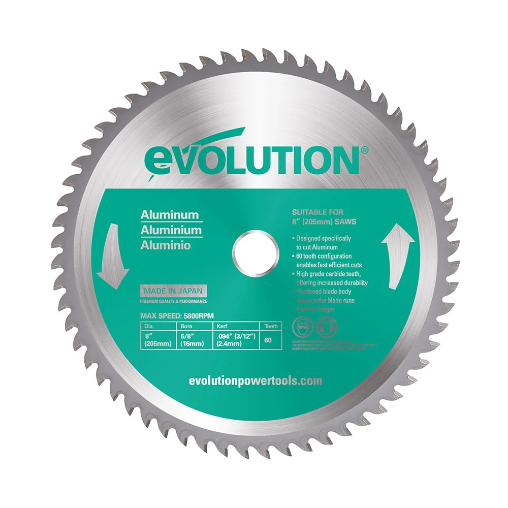 Evolution 8BLADEAL Aluminum & Non-Ferrous Metal Saw Blade, 8 Inch X 60-Tooth