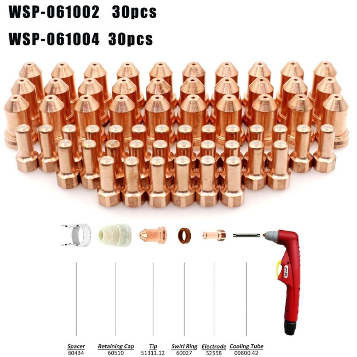 60X PT-80,IPT-80 Plasma Cutter Torch Electrode 1.2mm Tips 52558 51311.12 Gadgets