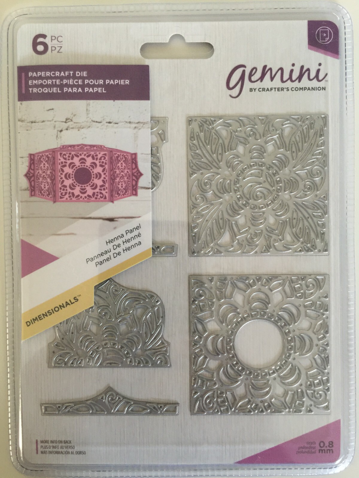 Crafters Companion - Gemini Treasure Box Dimensional Dies  Henna Panel New