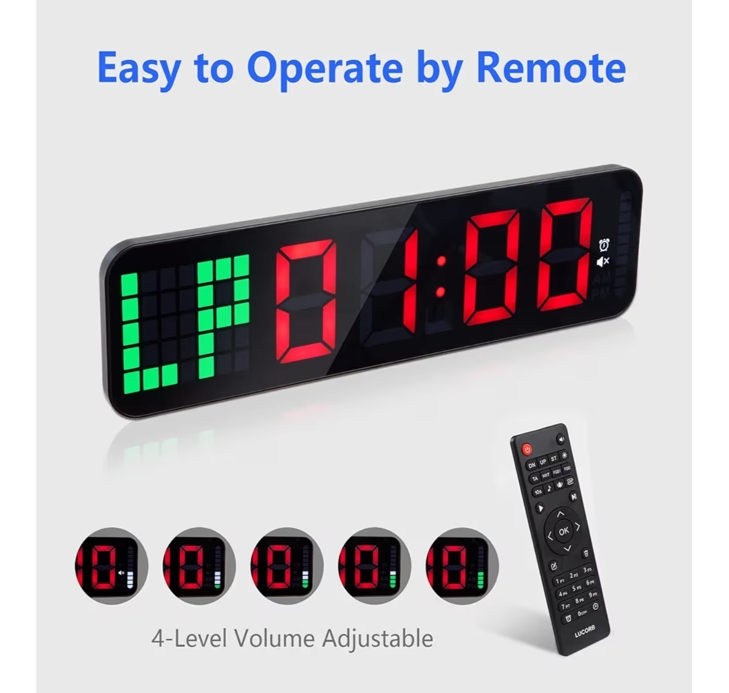 New - Gym Timer - Large Digital Gym Clock Wall with Interval Time Progress Bar