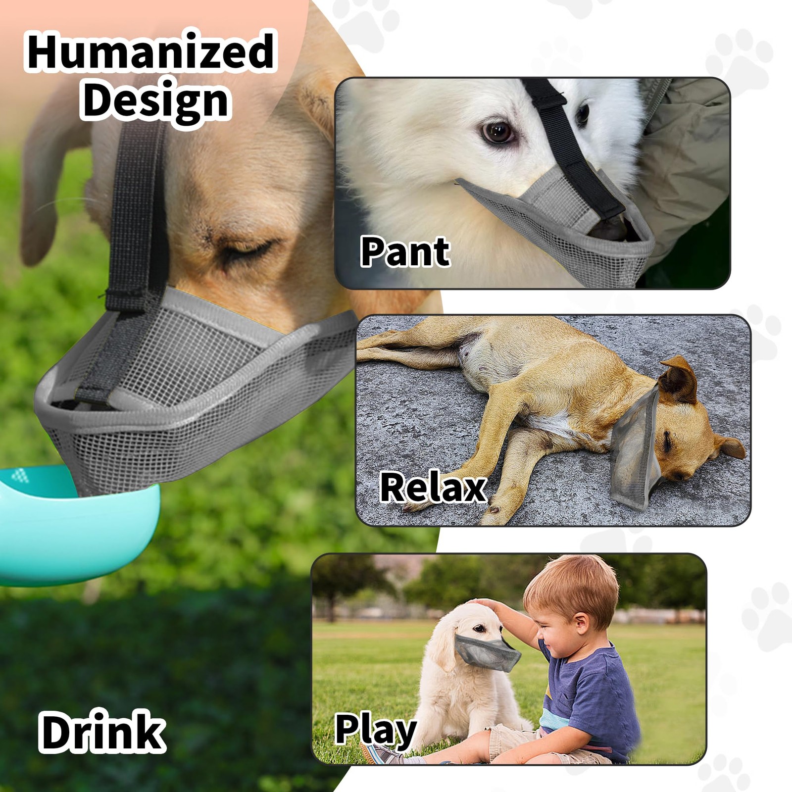 Soft Dog Muzzle for Small Medium Large Dogs Long Snout Breathable Air Mesh Dr...