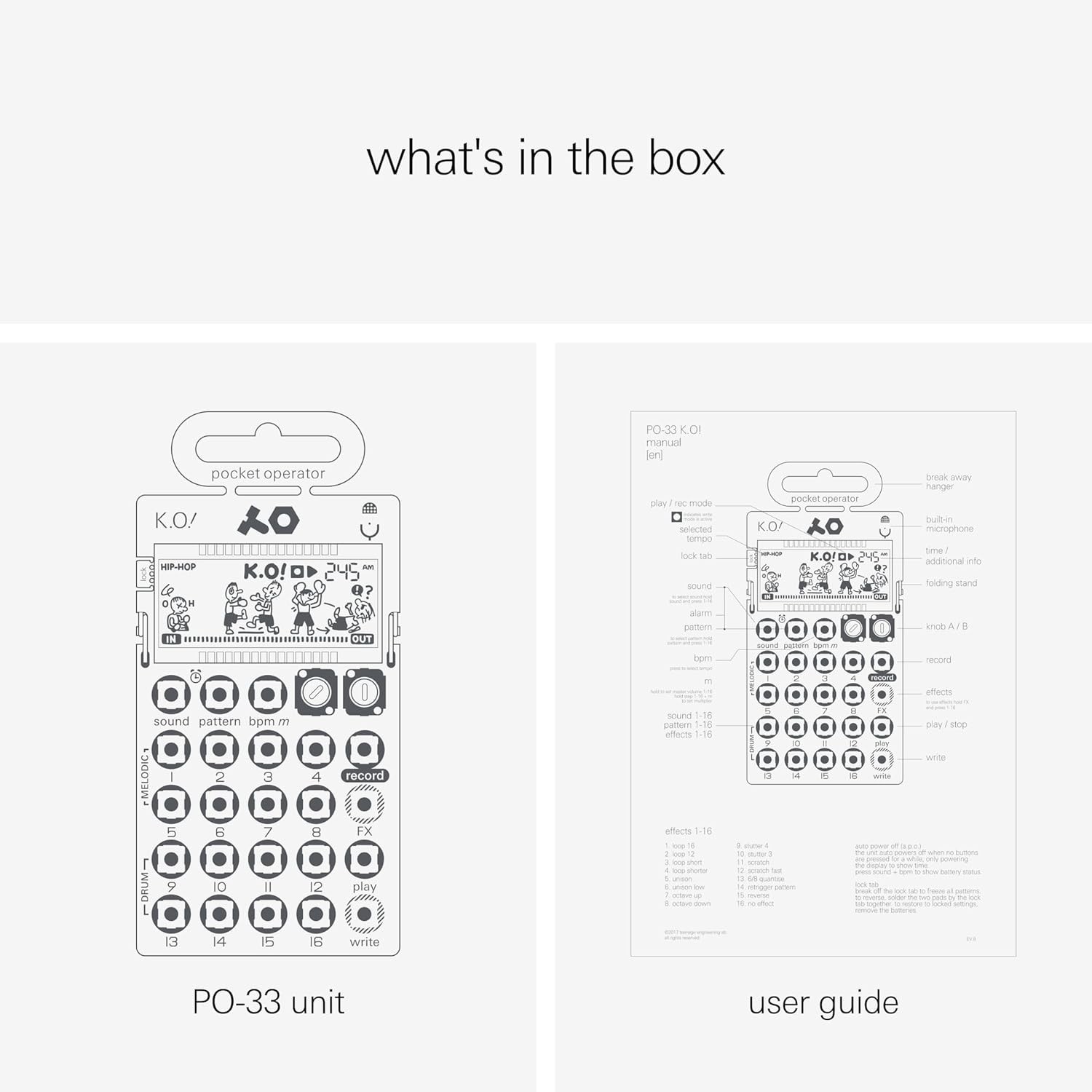 Compact PO-33 K.O.! Sampler & Drum Machine with 40 Sec Memory, Built-In Effects