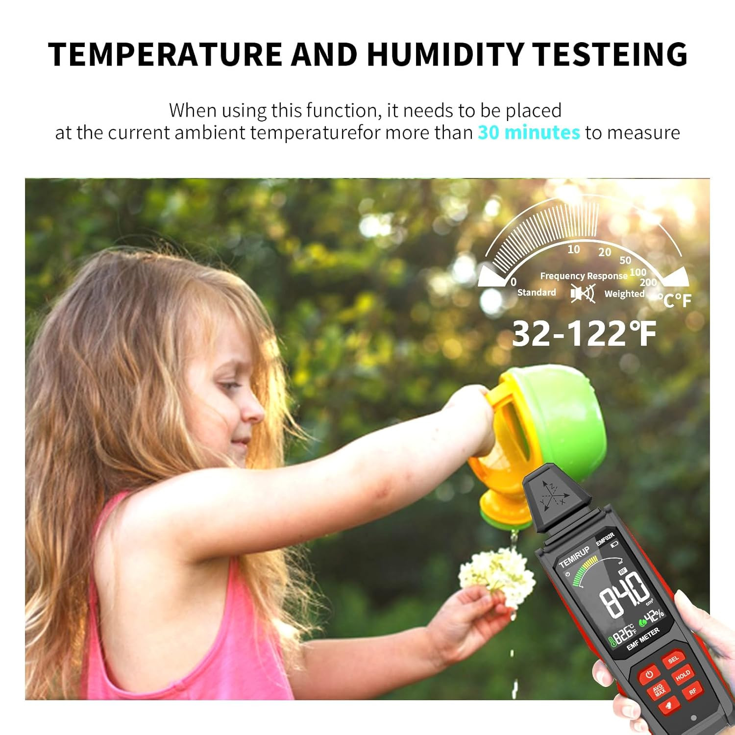 EMF Detector, TEMIRUP 5 in 1 Handheld EMF Meter Radiation Detector, Detects EF,