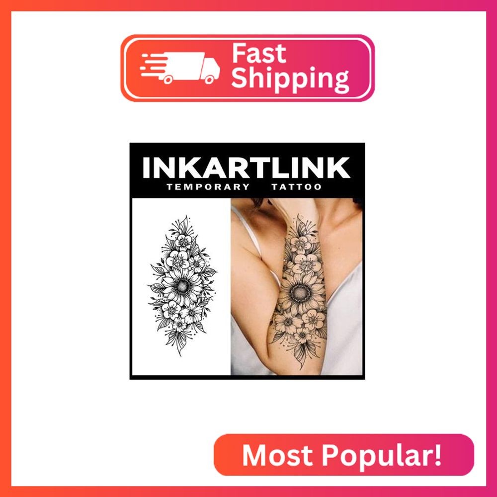 INKARTLINK Tattoo Tech, 2 Sheets Extra-Large Semi Permanent Tattoo, Adult Art De
