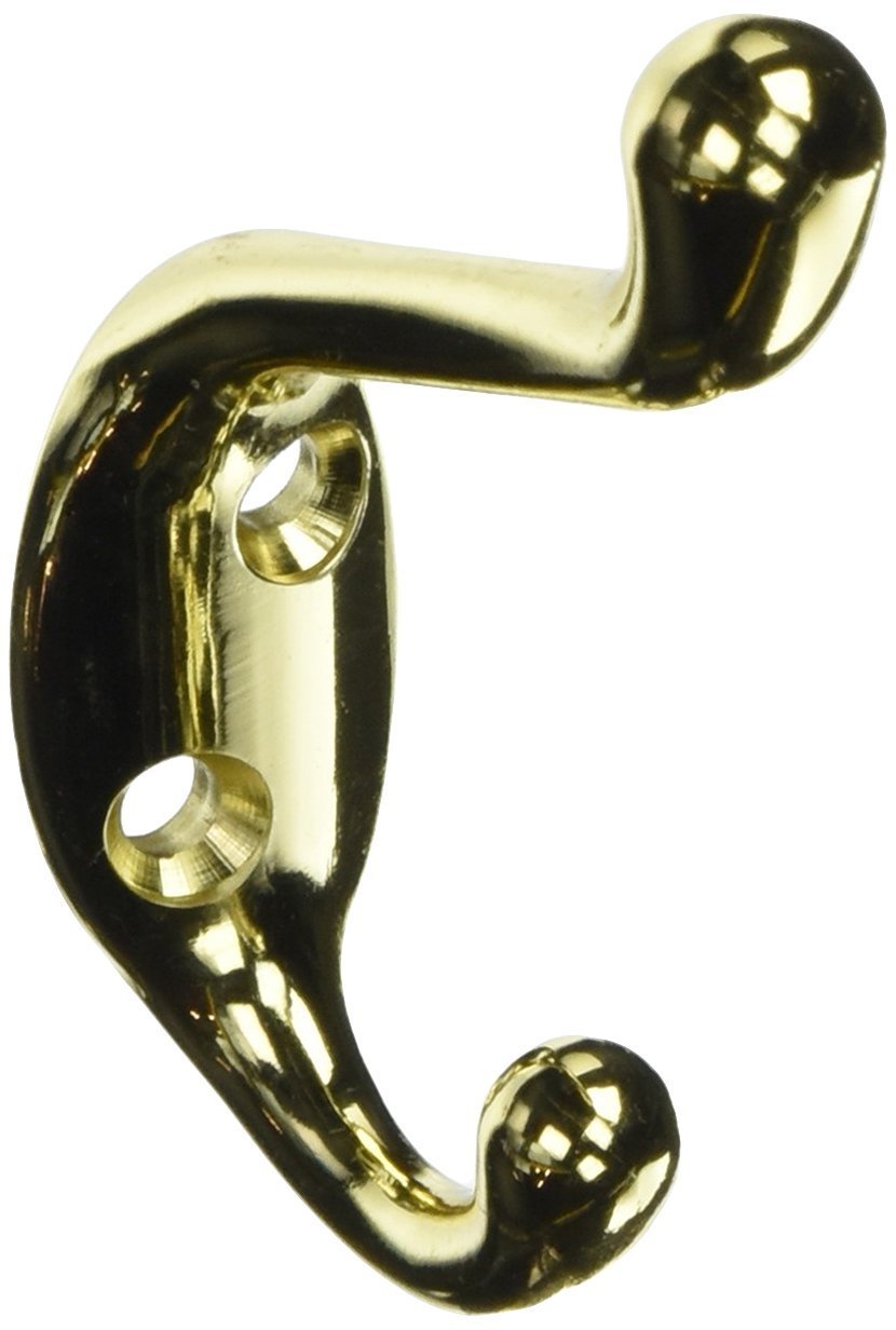 Stanley National Hardware V8005 3-1/2" Basic Coat & Hat Hooks in Polished Brass