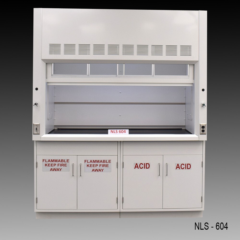 6' Chemical Fume Hood w/ Flammable Acid Storage Cabinets / E1-081