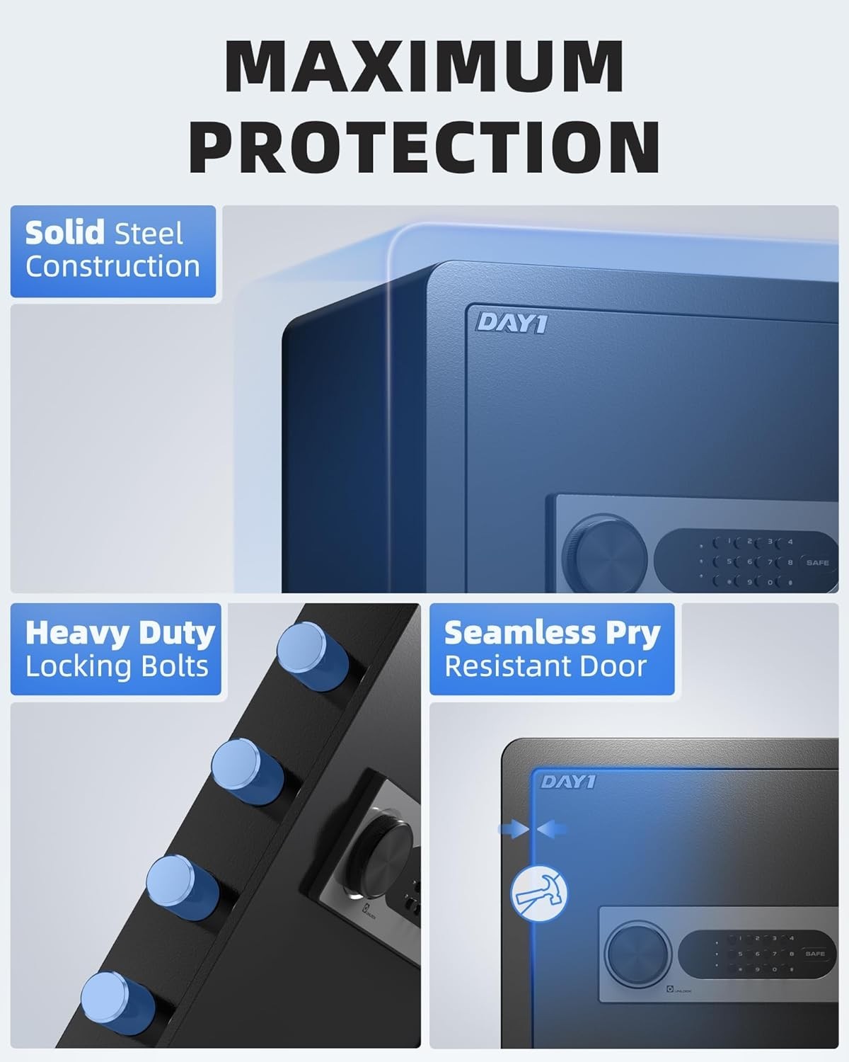 Safe Box, 2.0 Cubic Feet Home Safe with Fireproof Waterproof Bag, Security Sa...