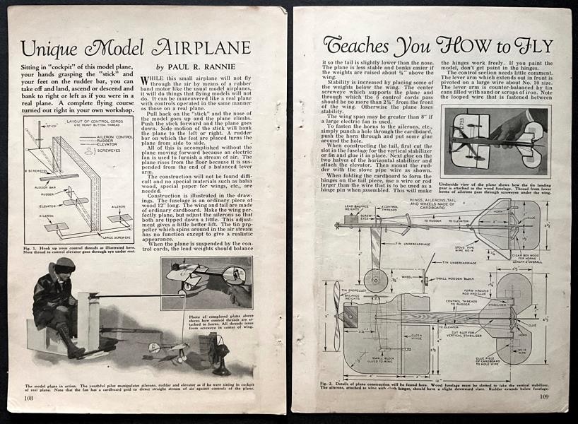 “Unique Model Airplane Teaches You How to Fly” 1937 HowTo PLANS Flight Trainer