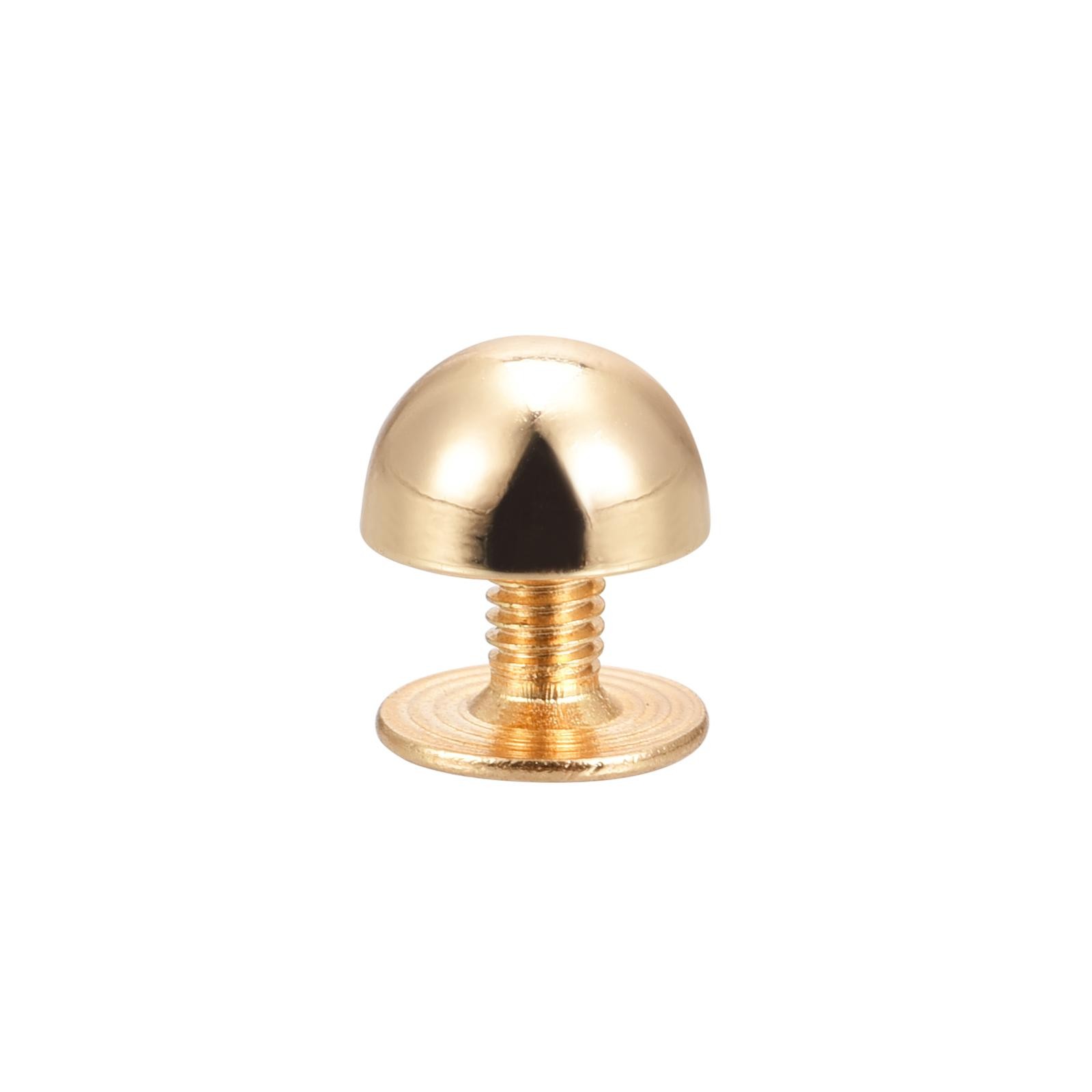 8x5mm Back Screw Rivets Solid Round Head Leather Studs Gold 20 Sets