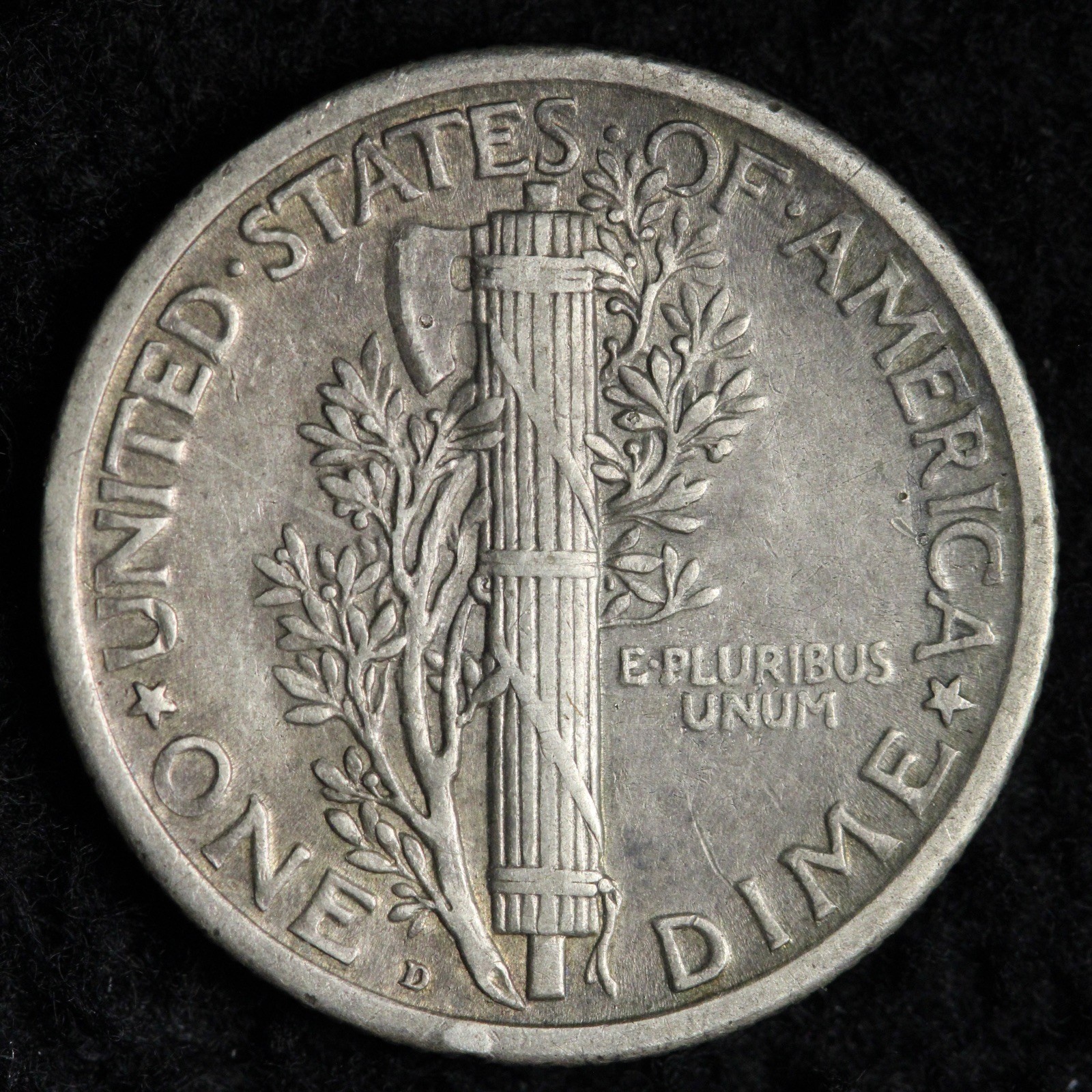 1924-D Mercury Silver Dime AU E254 OAMA