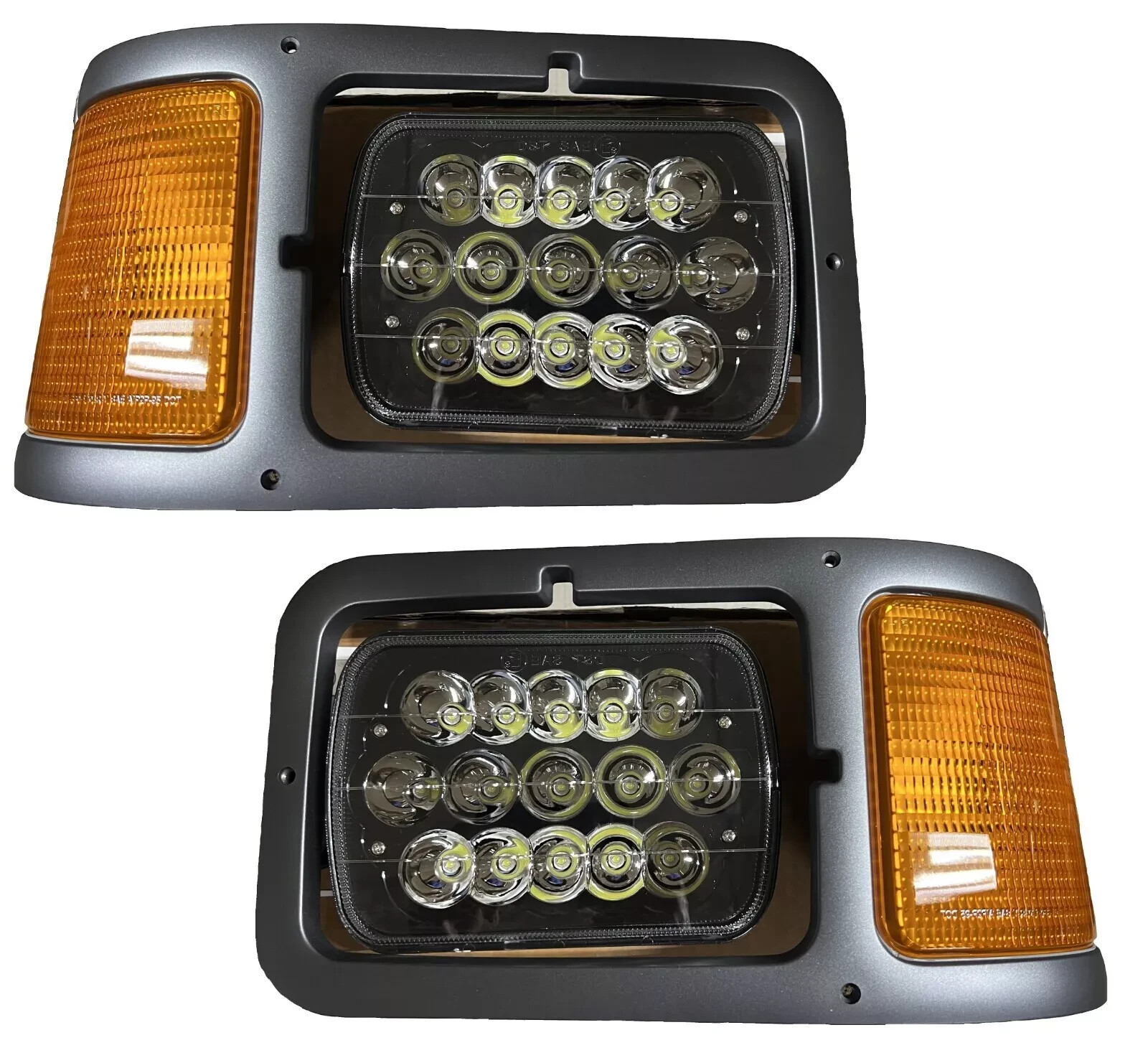FIT FORD F800 F850 1995 1996 1997 LED HEADLIGHTS BEZEL HEAD LIGHTS CORNER PAIR