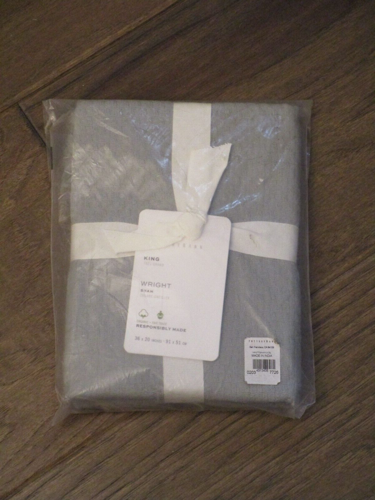 POTTERY BARN WRIGHT TEXTURED ORGANIC CLOUD BLUE KING PILLOW SHAM NEW