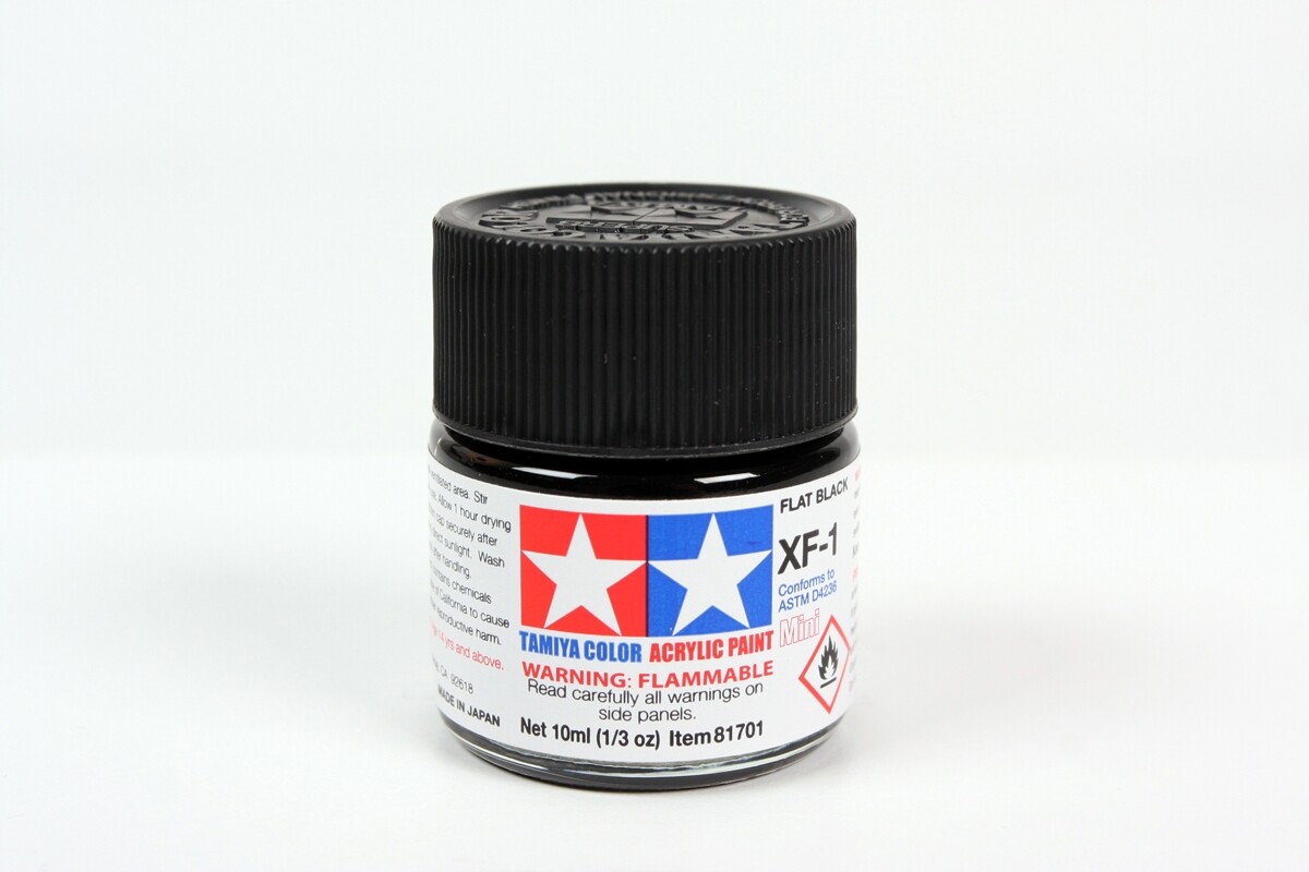 Tamiya 81701 Acrylic Mini XF1 Flat Black Paint (10ml)