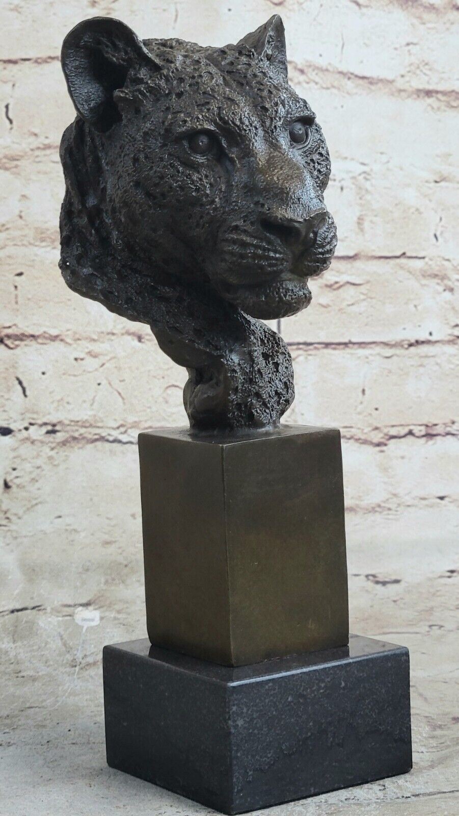 Hot Cast Mene Signed Bronze Royal Lion Statue Sculpture Bust Marble Base Statue