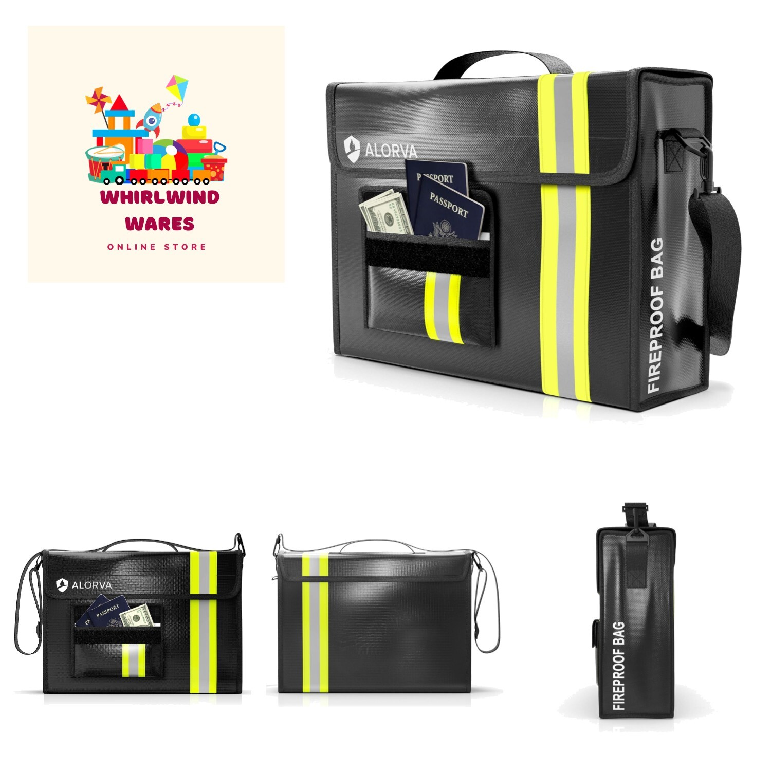Fireproof and Waterproof Document Bag - 17 x 12 x 5” with Wallet Protector - ...