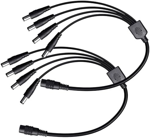 2PCS 1 to 4 Way DC Power Splitter Cable, 1 Female to 4 Male Connector, DC Plug 5