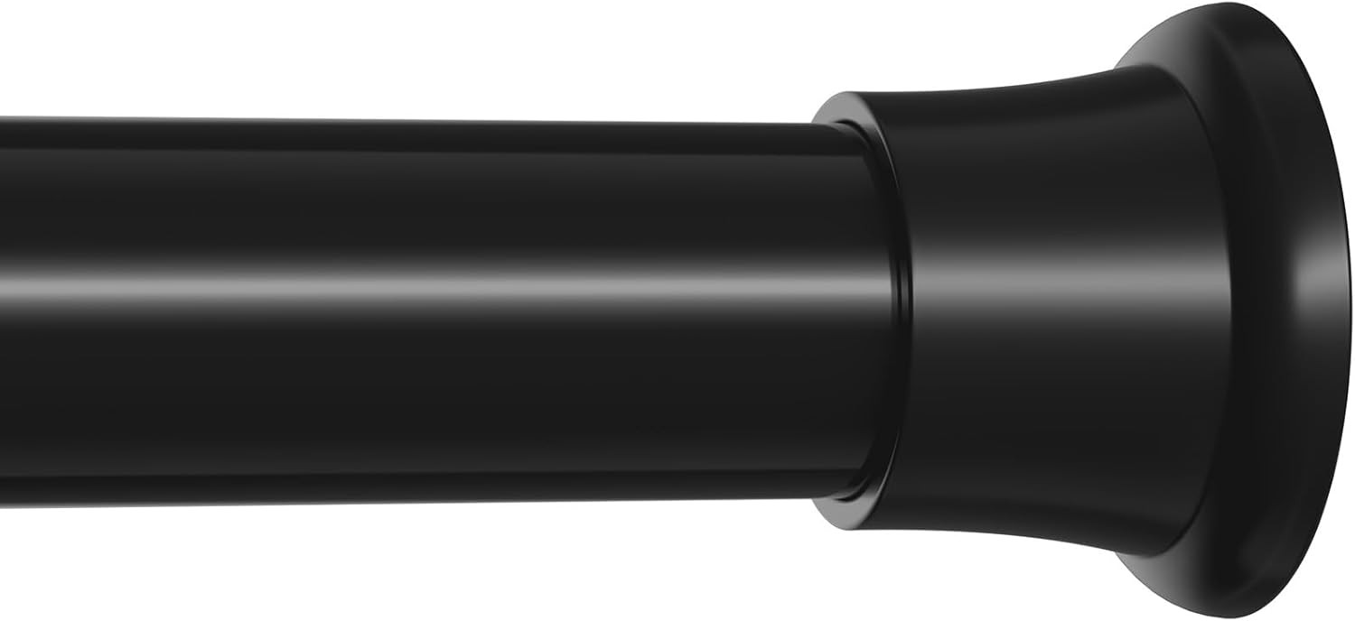 Black Shower Curtain Rod 32–76 Inches, 7/8 Inch Diameter Adjustable Tension