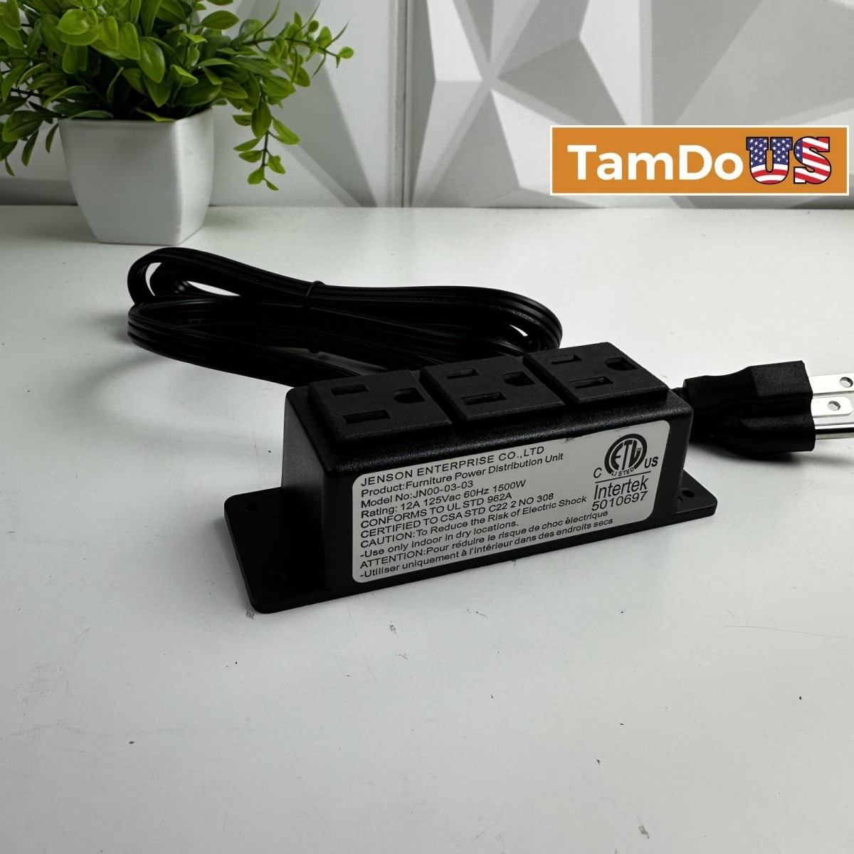 Jenson JN00-03-03 Furniture Power Distribution Unit 3-Outlet 125V 12A 1500W