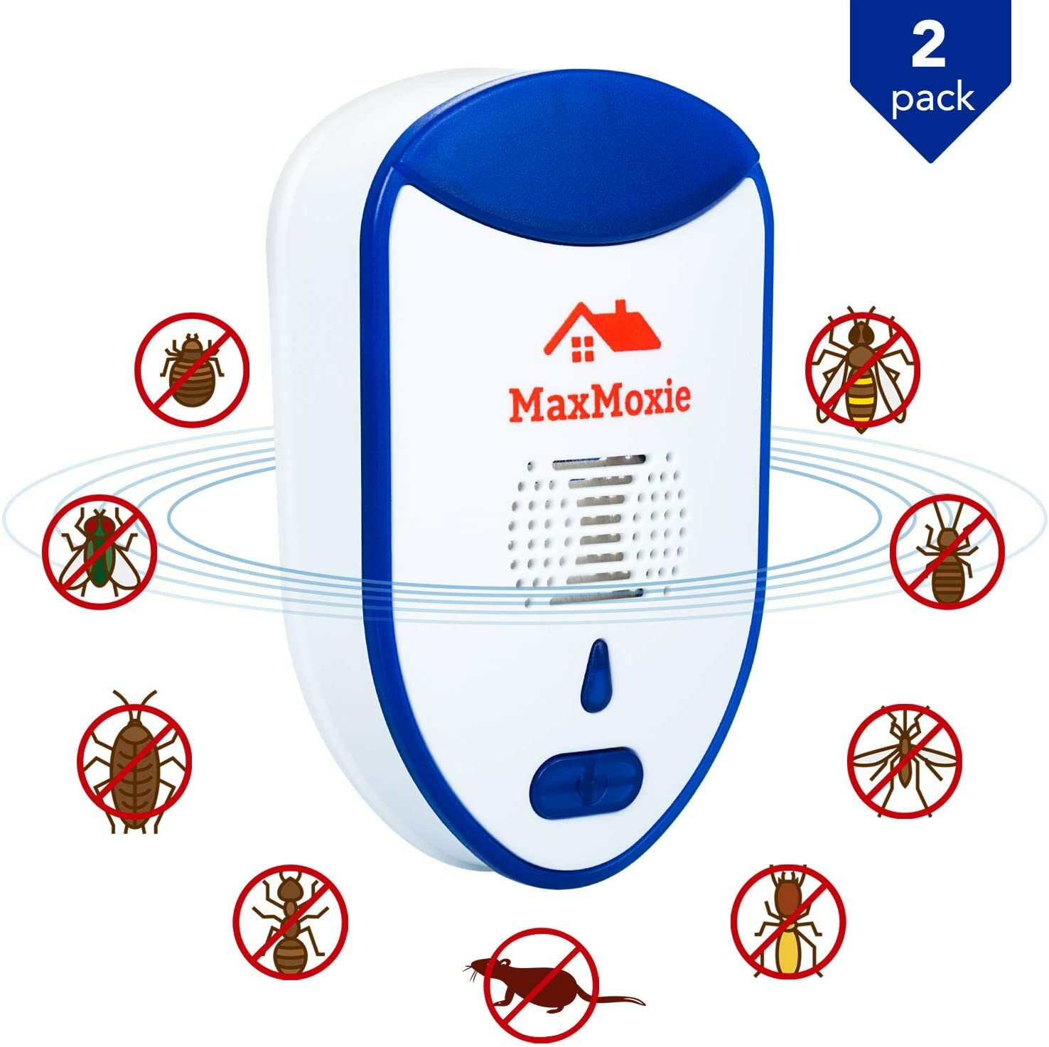 MaxMoxie Ultrasonic Pest Repeller Humane Mice Control Newest Electronic Insect 2