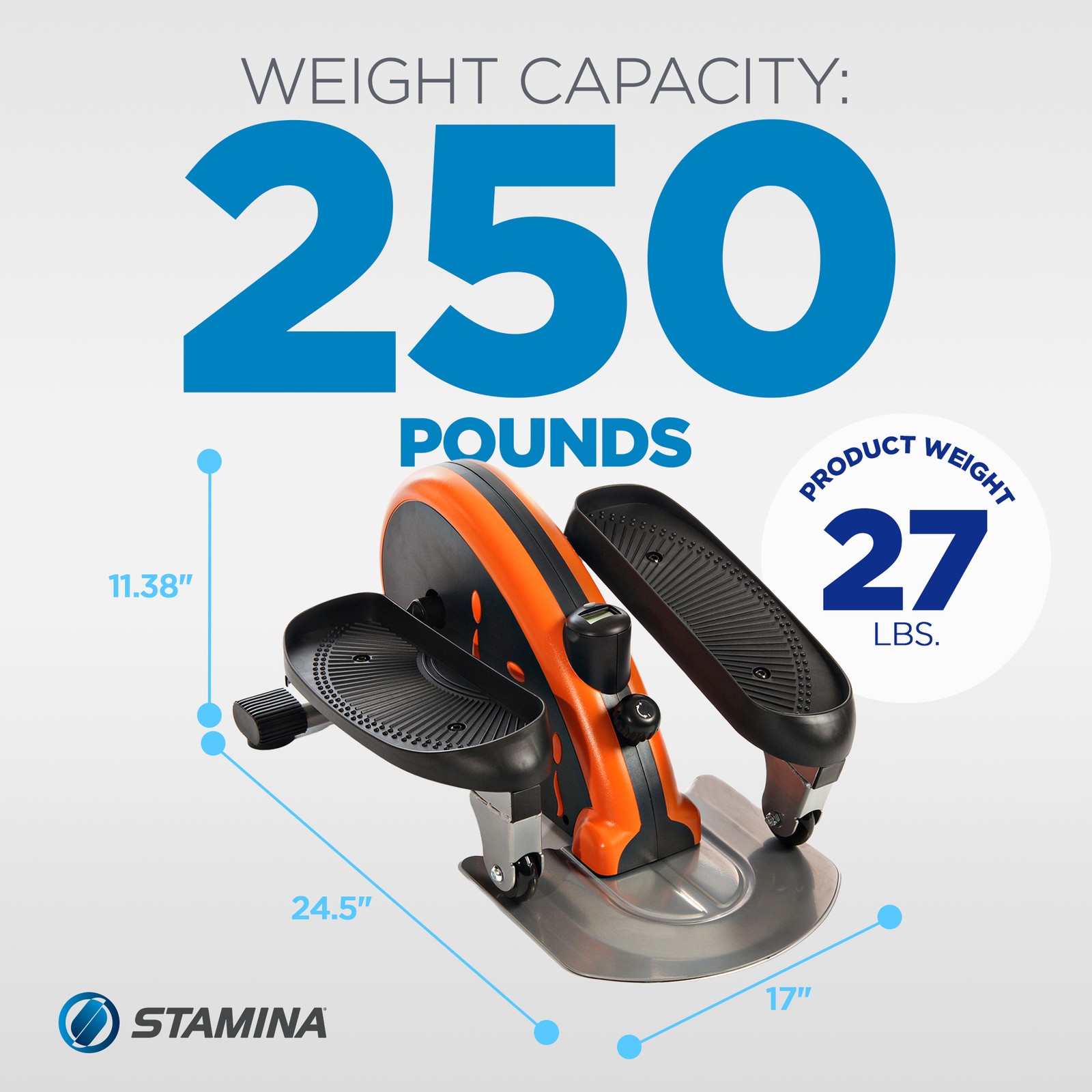 E1000 Compact Lower Body Cardio Workout Strider Machine, Orange (Open Box)