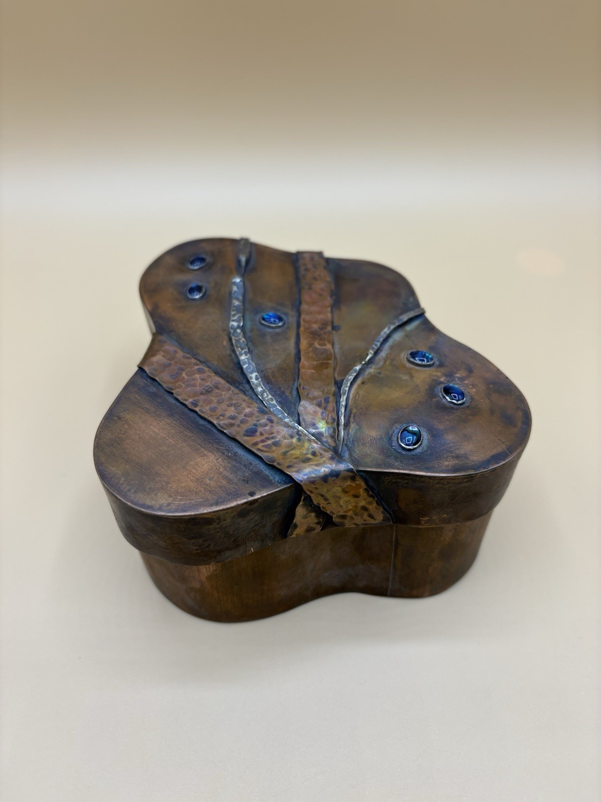Hand Crafted Lidded Copper Box, Amoeba Shape