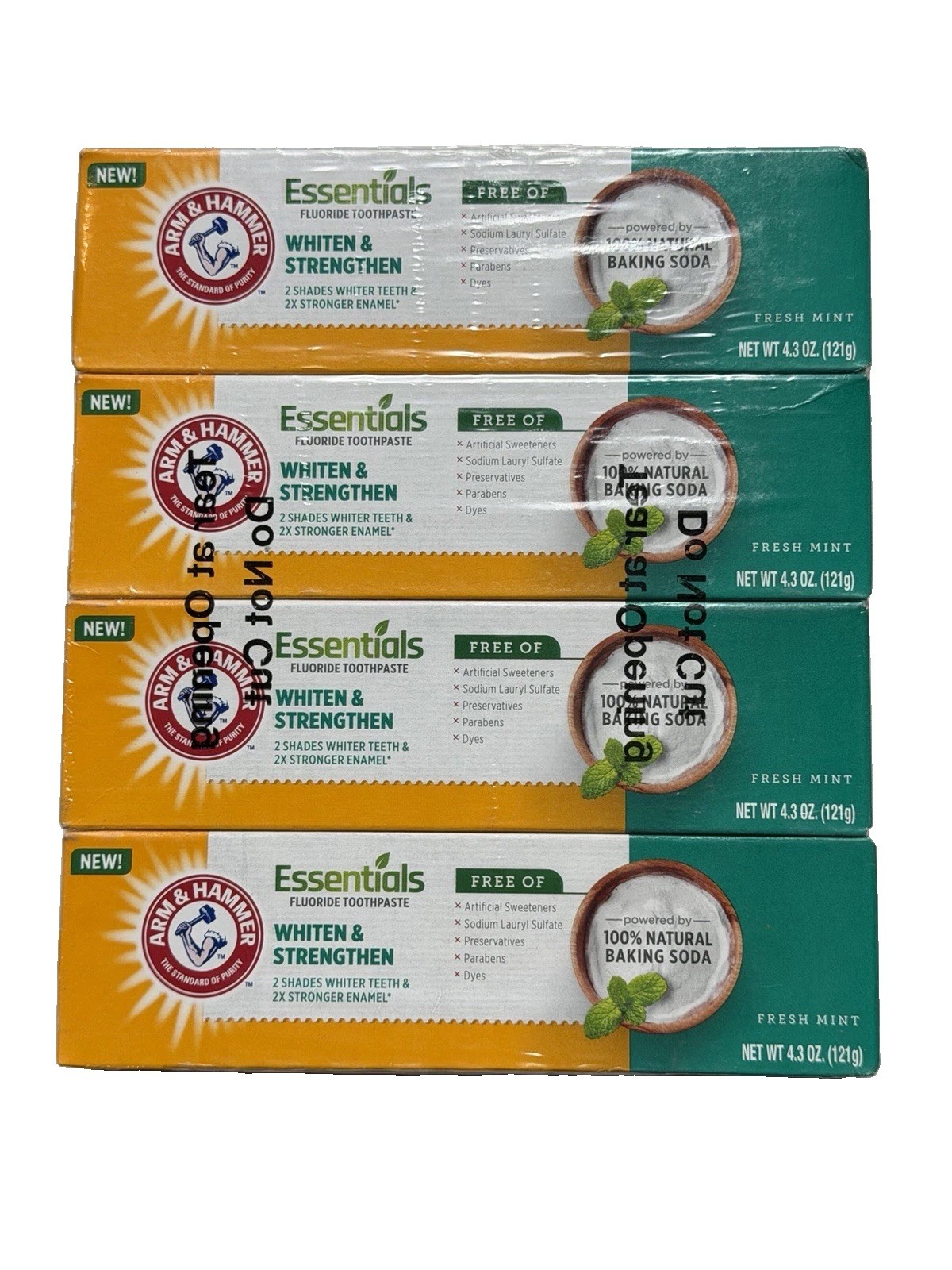 Arm & Hammer Essentials Whiten Strengthen Toothpaste 4.3oz Fresh Mint 4 Pack