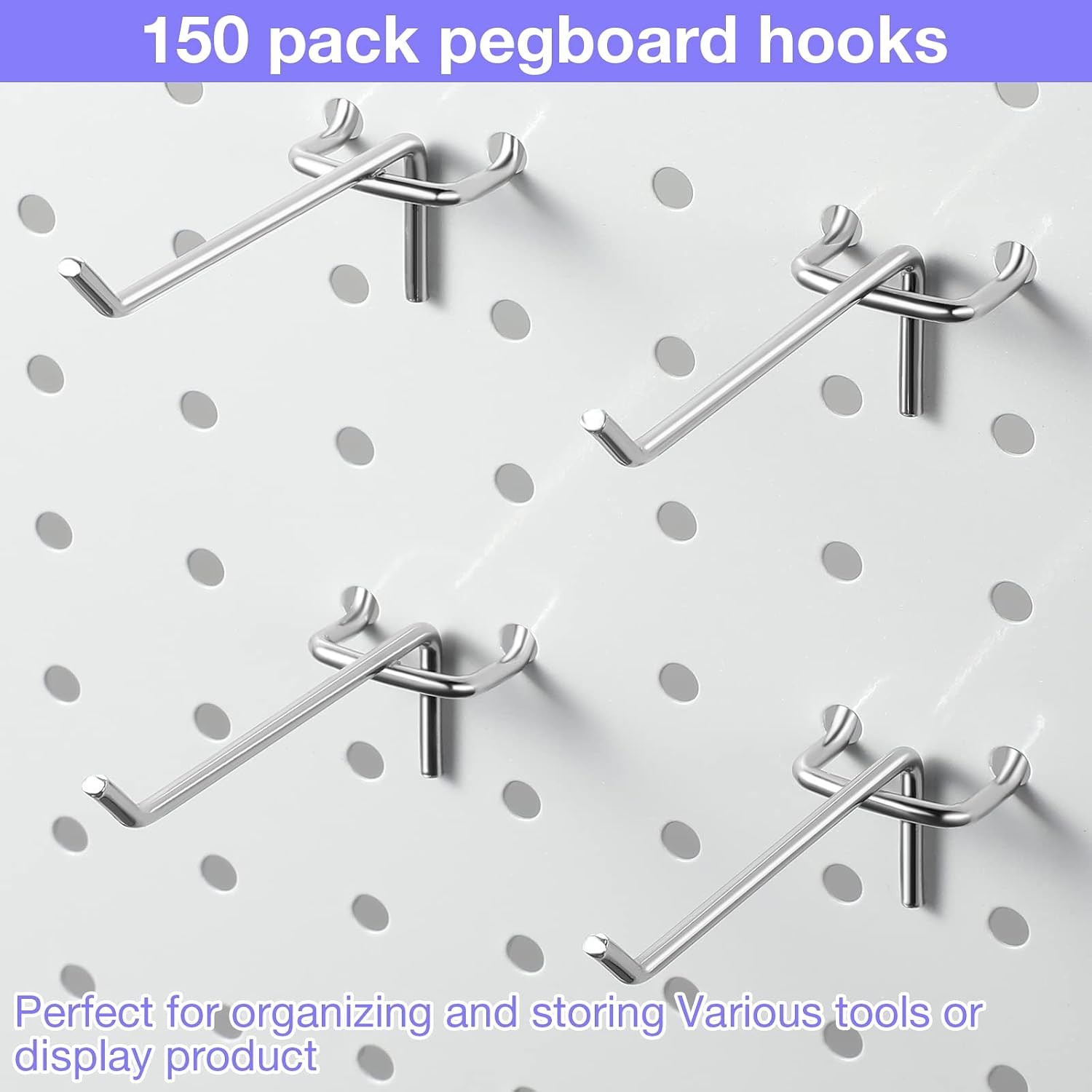 150 Pack Pegboard Hooks 3 Inch Metal Display Hooks Suitable 1/8 Pegboard