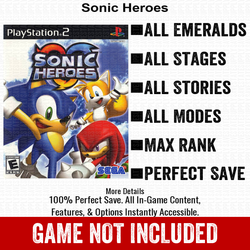 Sonic Heroes 100% All Items PS2 Memory Card PlayStation
