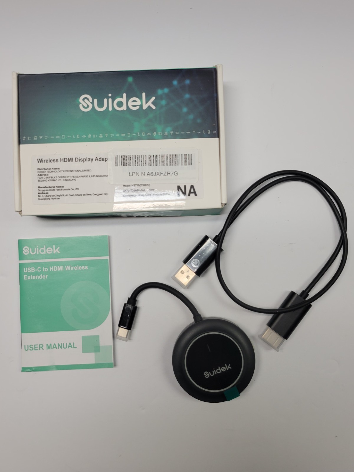 SUIDEK Wireless HDMI Display Dongle Adapter with PD3.0 100W, 4K
