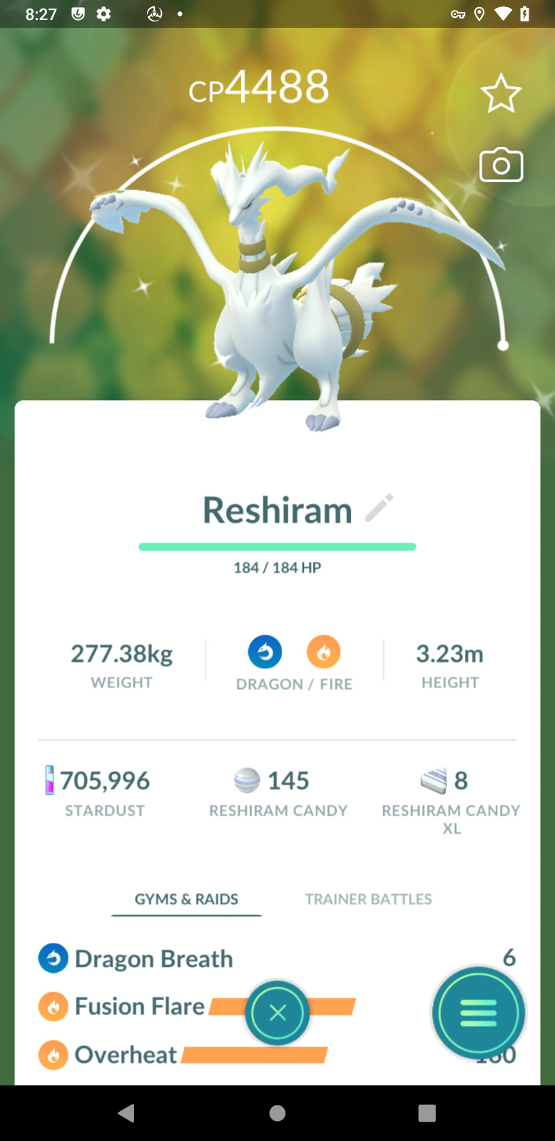 Shiny Reshiram Level50 3 Moveset | Tr-de 1M 20k stardust - UltraFriend - PTC