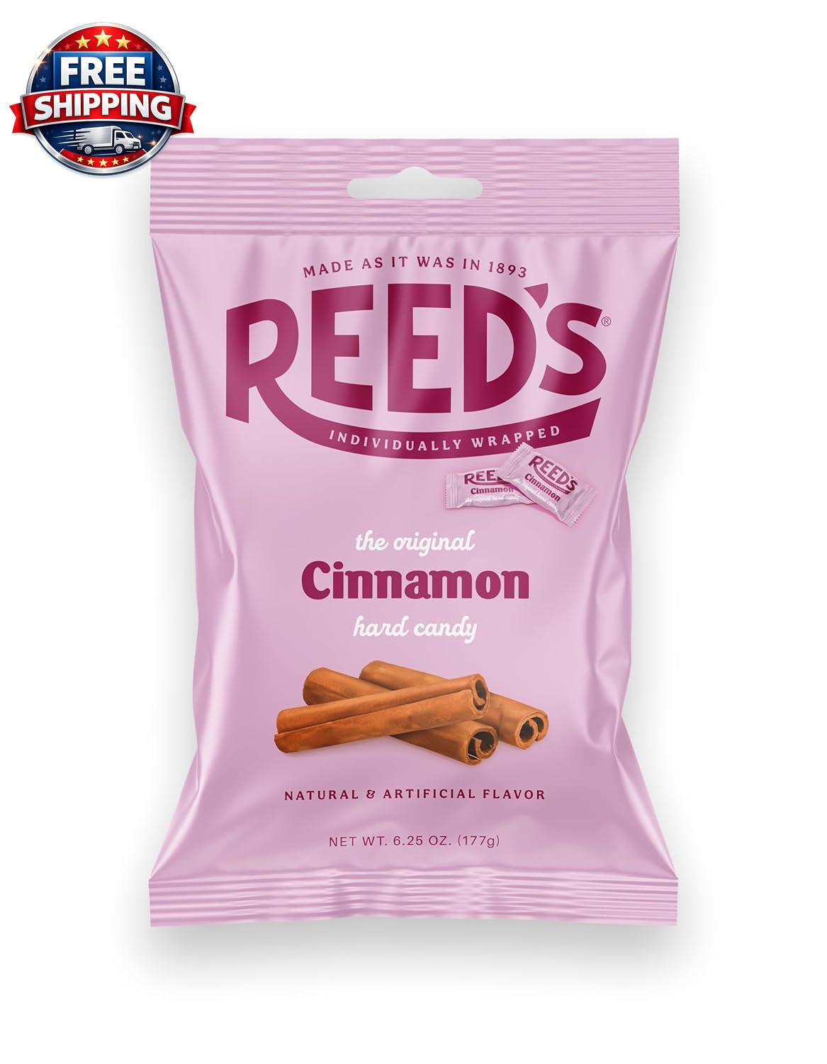 Reed’S Cinnamon Candy, 6.25Oz Bag (Pack of 1) Individually Wrapped Cinnamon Hard