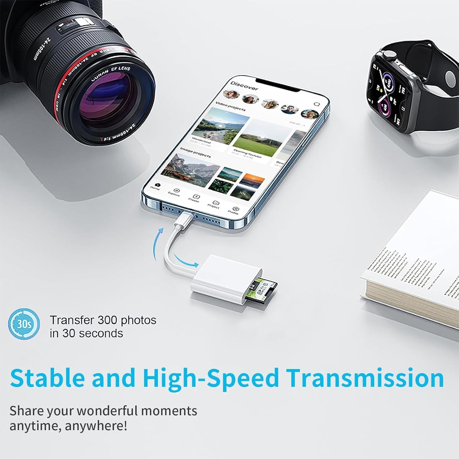 Two-Way SD Card Reader for iPhone - Quick Transfers and Universal Compatibility