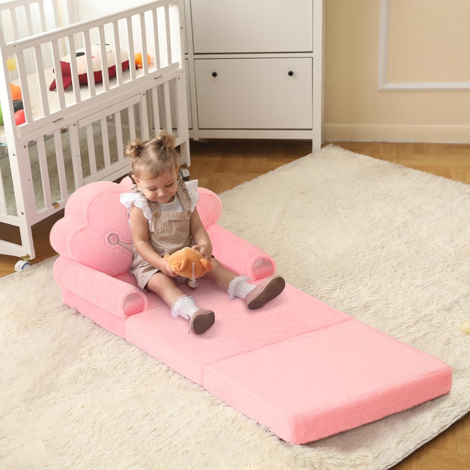 Toddler Chair Comfy，Foldable Princess Couch for Girl, Toddler Recliners for K...