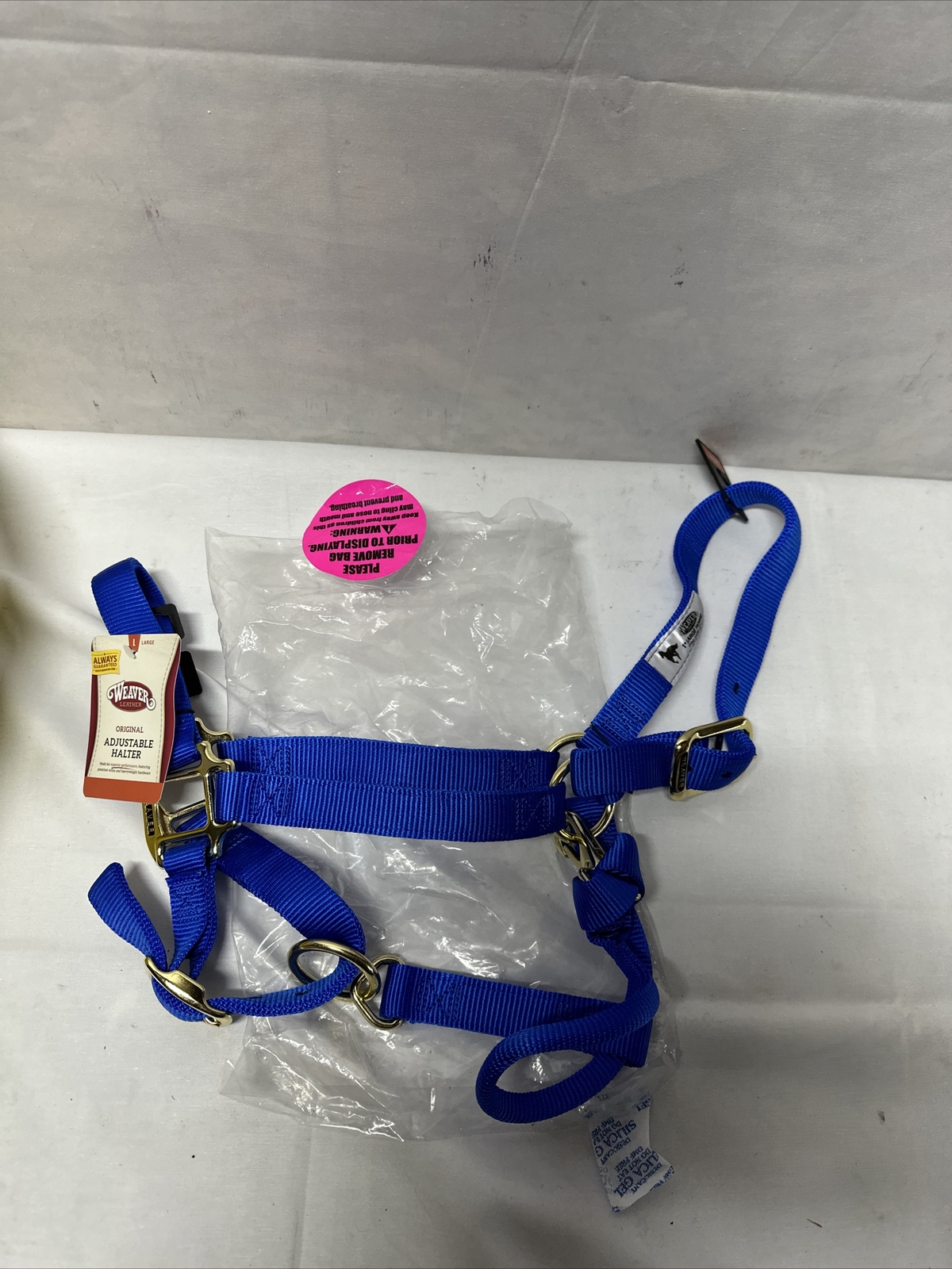 91WL Large Weaver Horse Halter Nylon Heat Sealed Buckle Chin Throat Bue