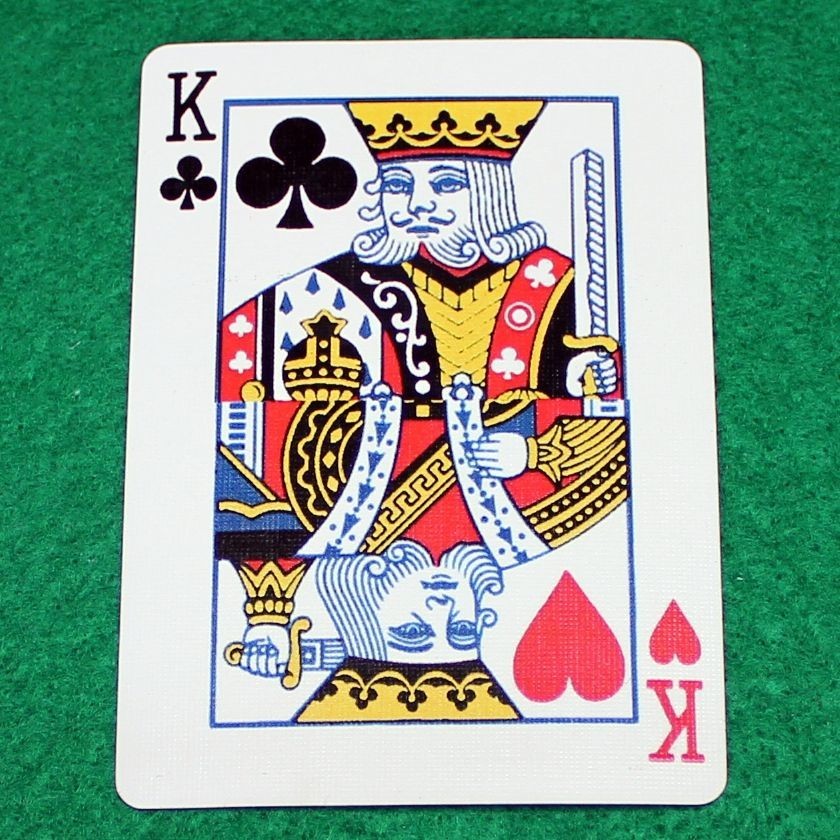 King of Clubs / Hearts, Half Horizontal, Bicycle Printed Gaff Card, Blue