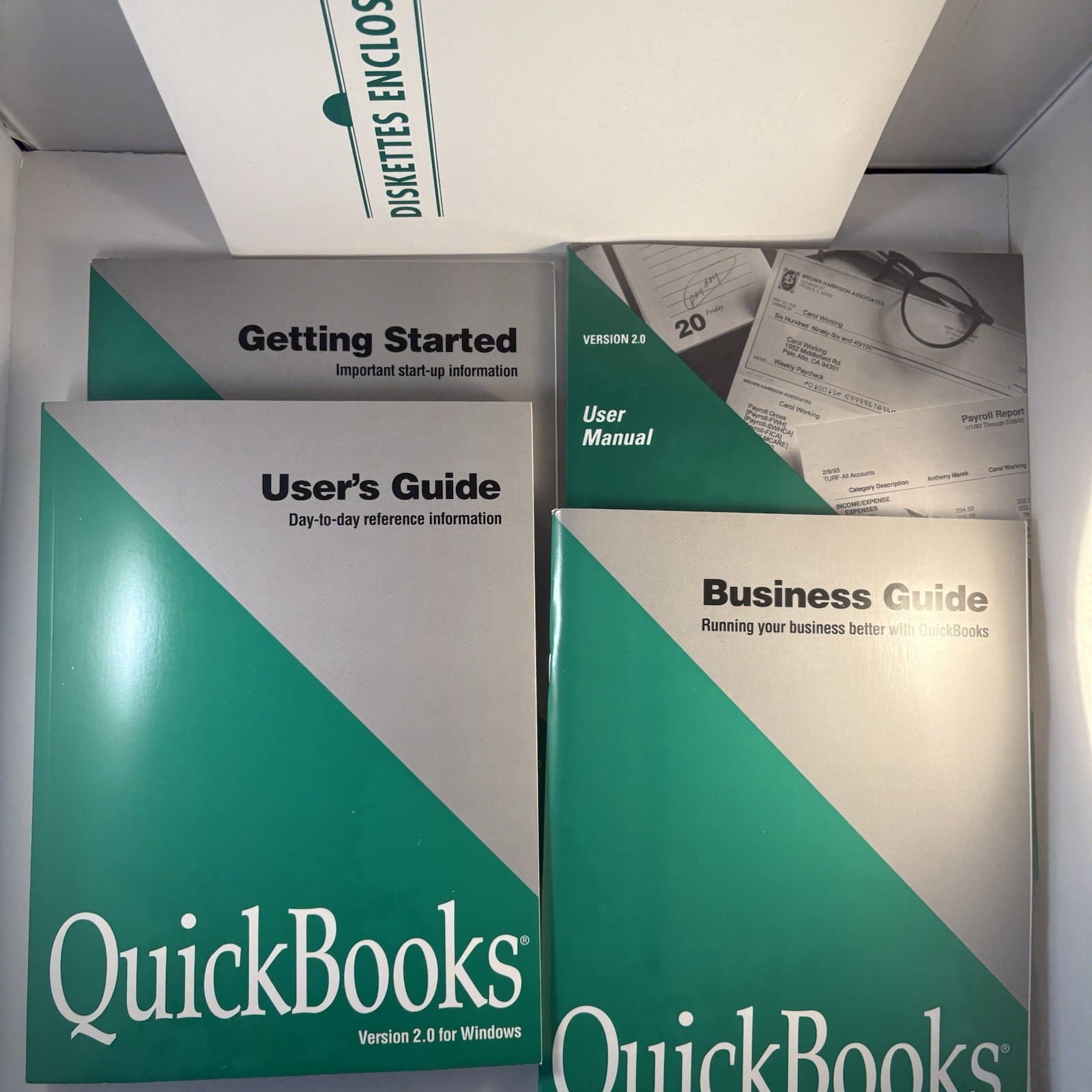 Intuit QuickBooks QuickPay Financial Software Sealed Disks Manual Windows 1994