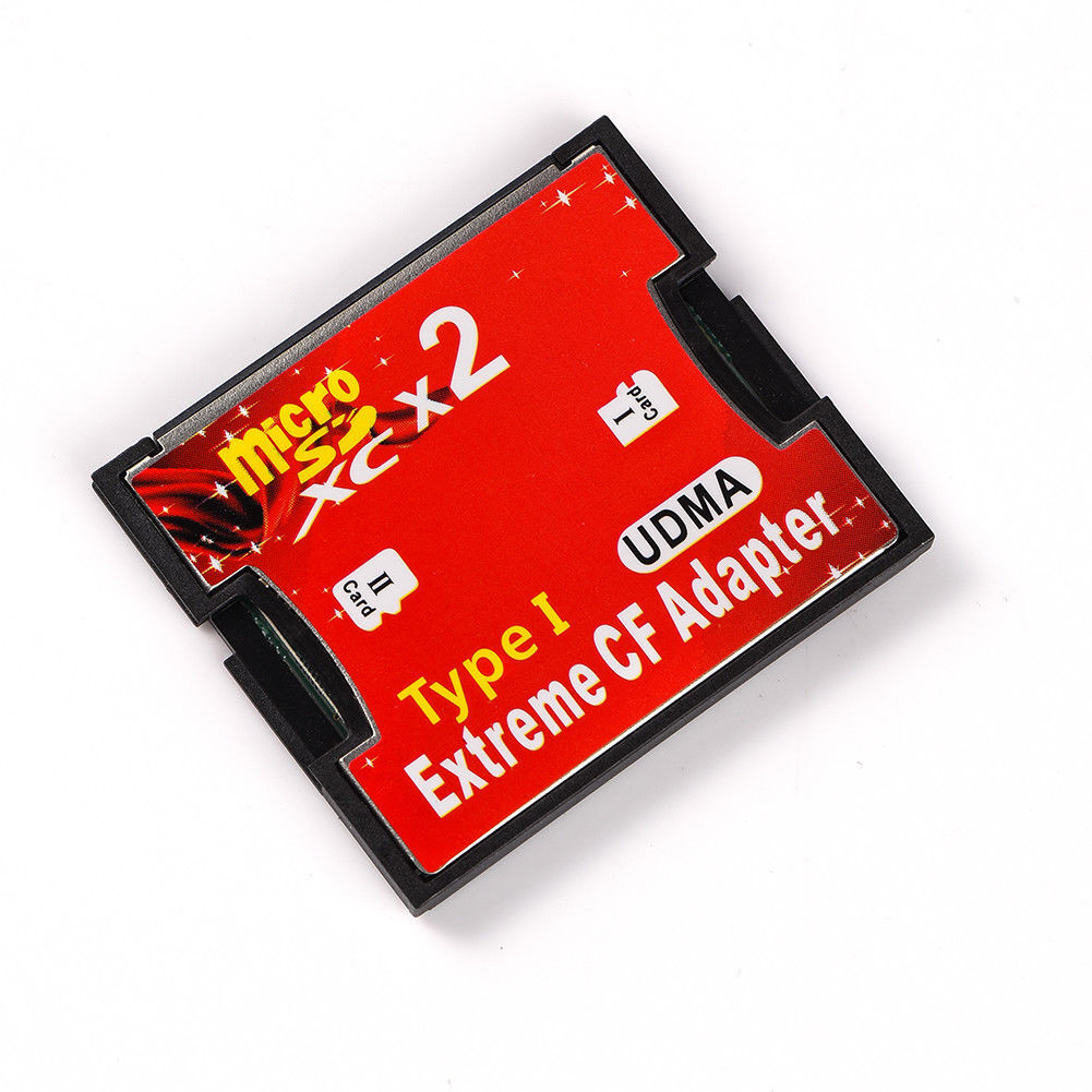 Dual 2 port Micro SD SDHC to Compact Flash CF 1 Type I Card Adapter Converter