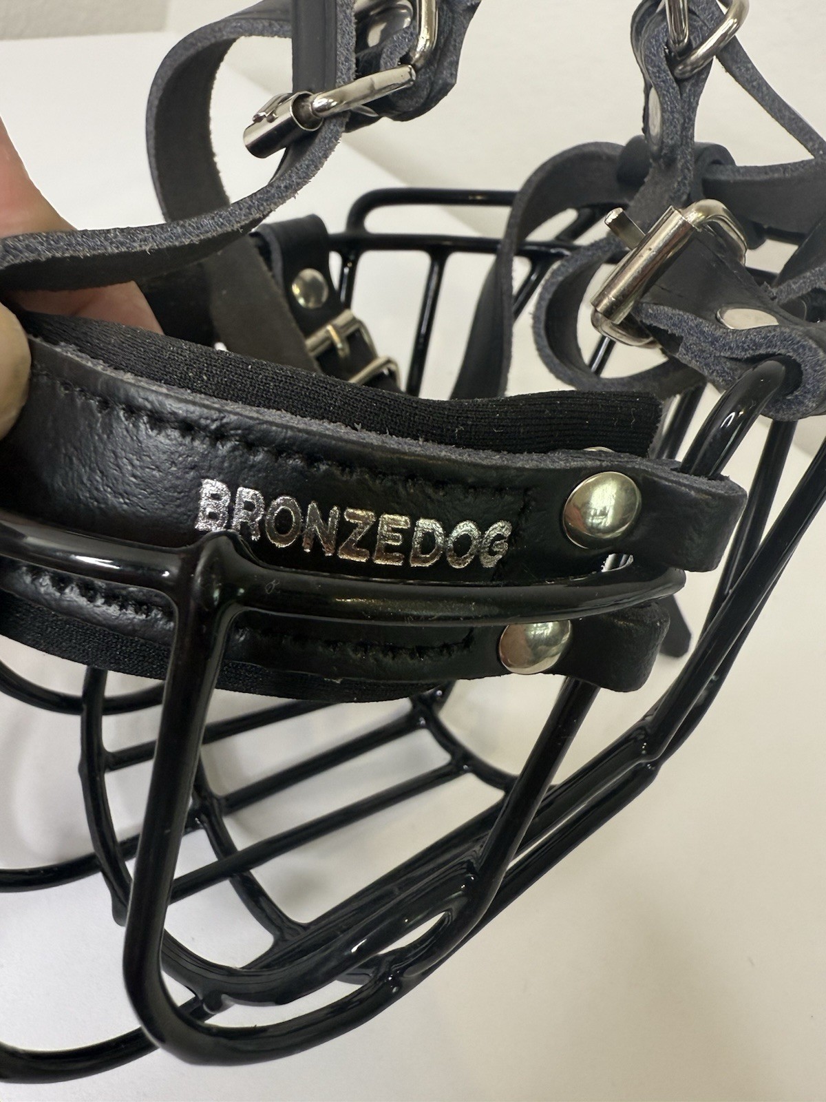 BronzeDog Durable Tough Metal & Leather Dog Muzzle