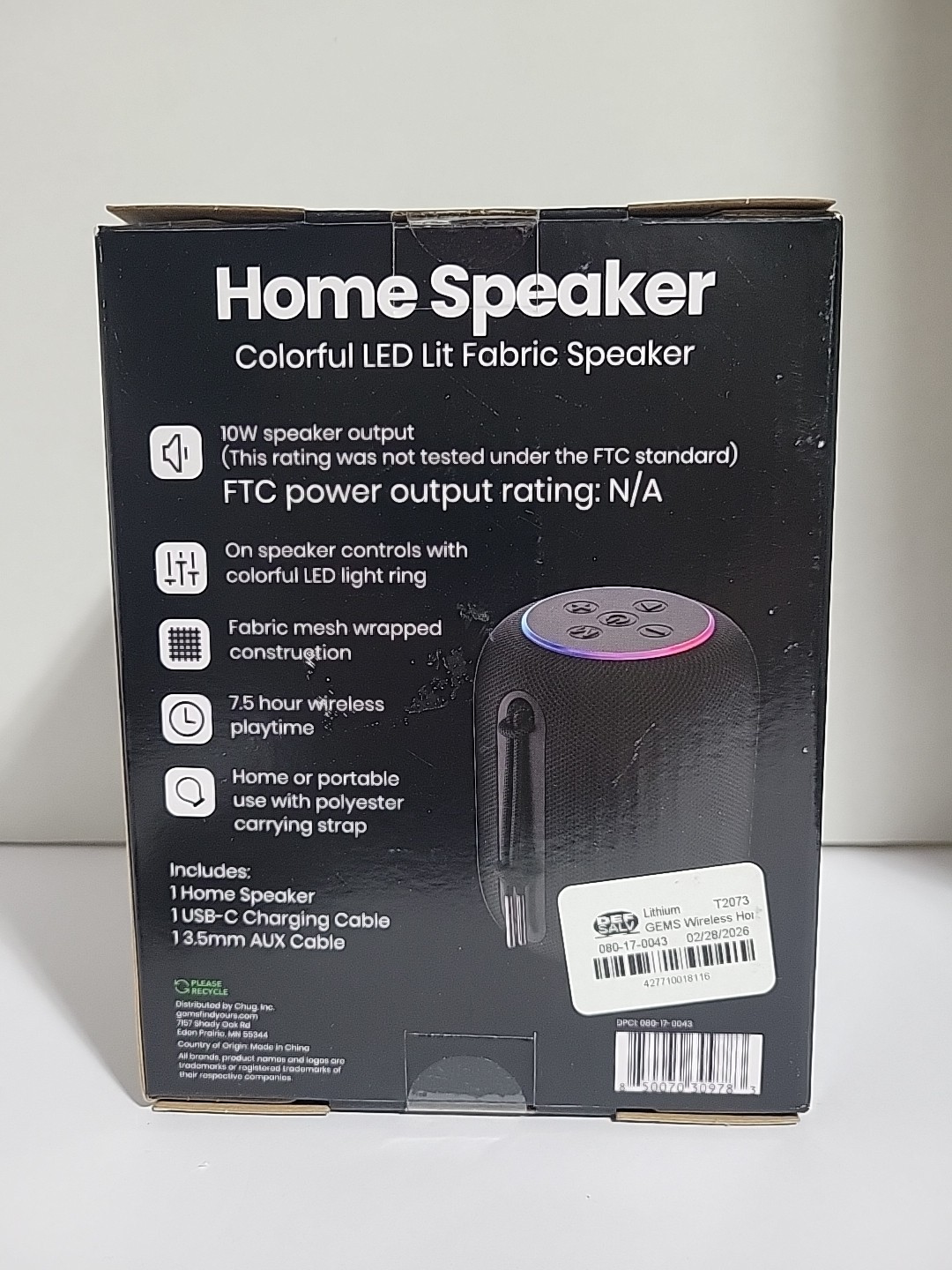 GEMS Wireless Home Speaker - Black NEW SEALED