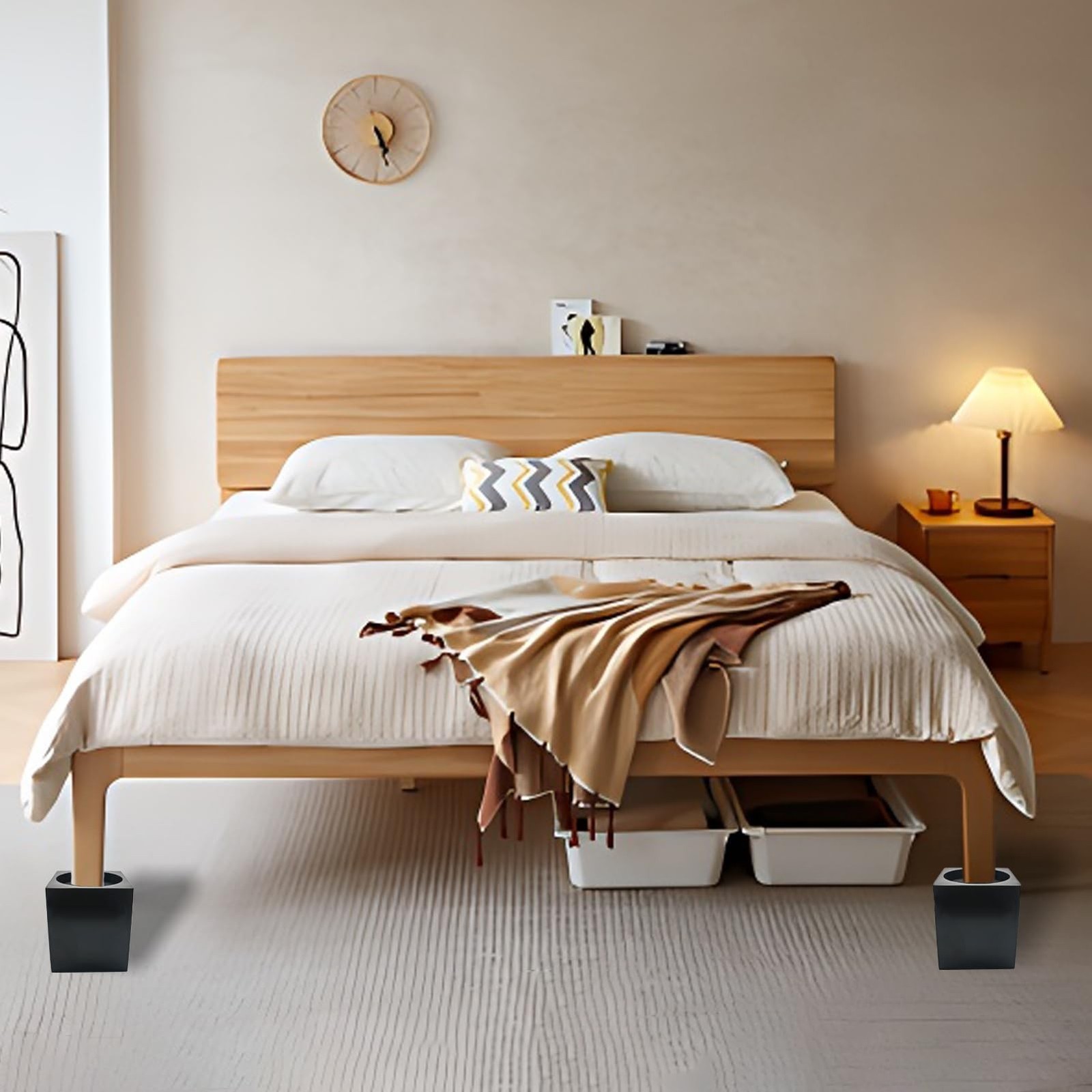 Wood Bed Furniture Risers 4 Inch Heavy Duty Risers, Supports up to 6,000 Lbs,...