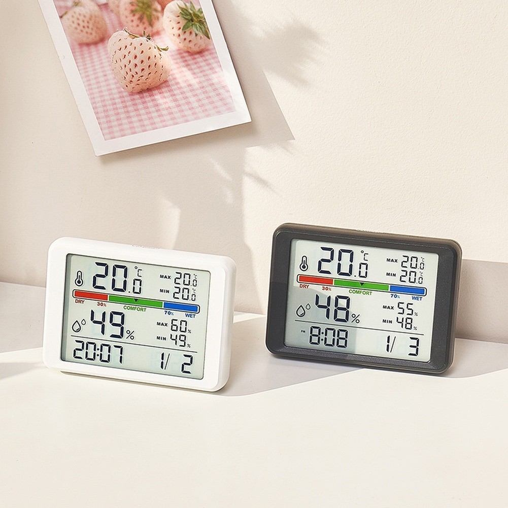 LCD Alarm Clock with Temperature Humidity Display Magnetic Back Design