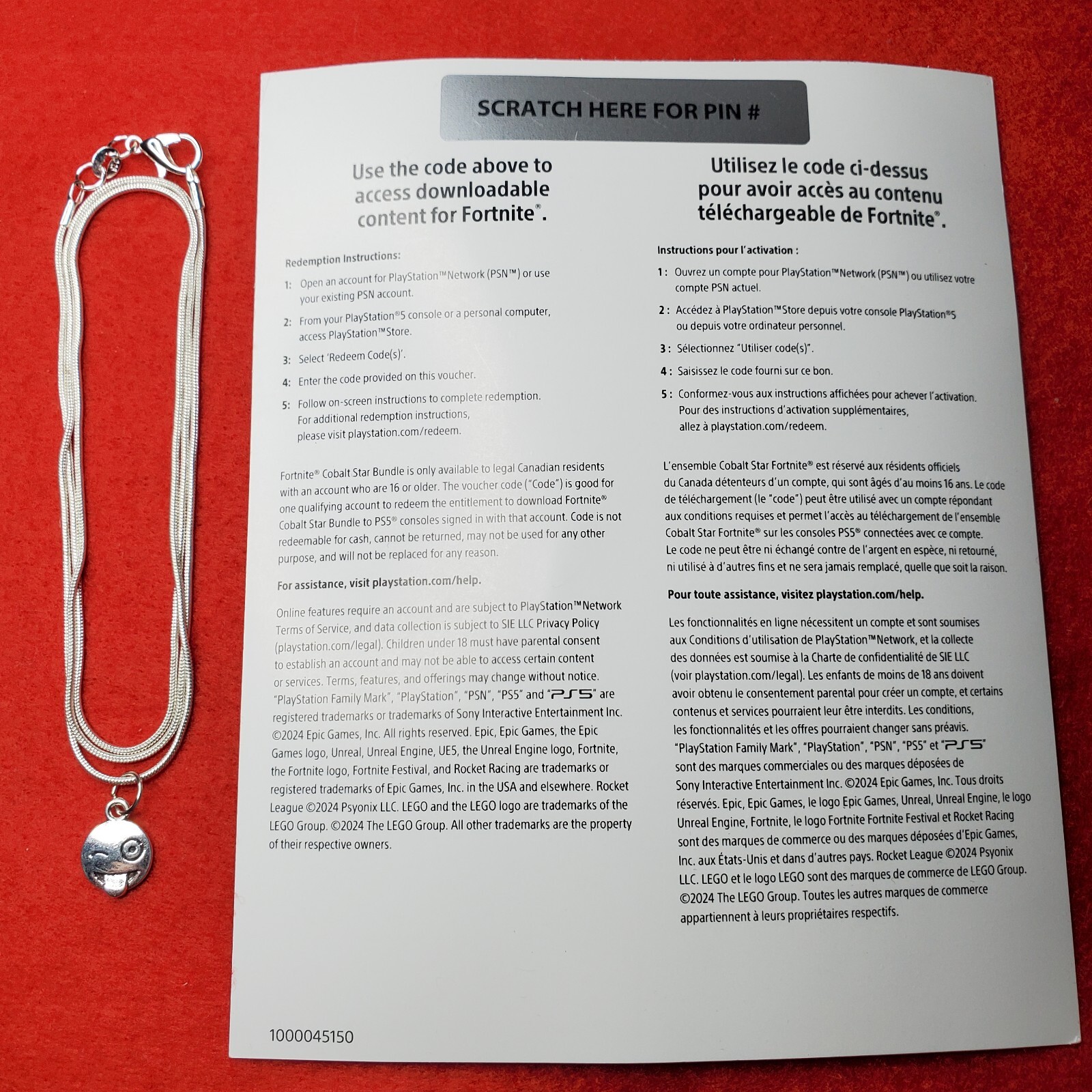 PS5 Fortnite Cobalt Star Bundle Code (Unscratched) + FREE Emoji Pendant & Chain!