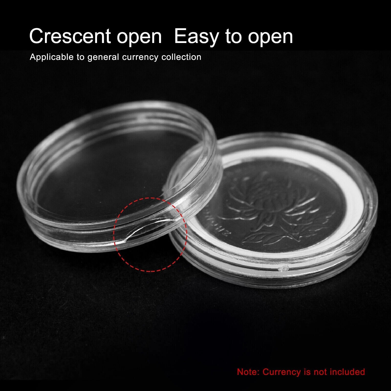 100Pack Clear Coin Capsule Round Plastic Holder 30mm Container Storage Box Case