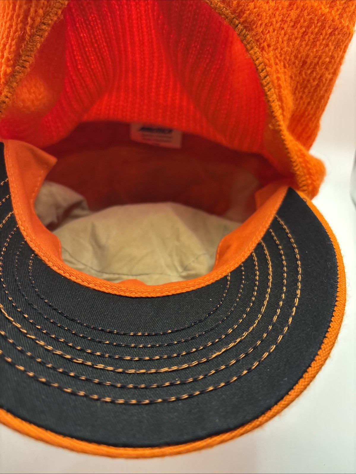 VTG Cabela's Blaze Orange Insulated Sz M Winter Hunting Hat Knit Face Cover USA