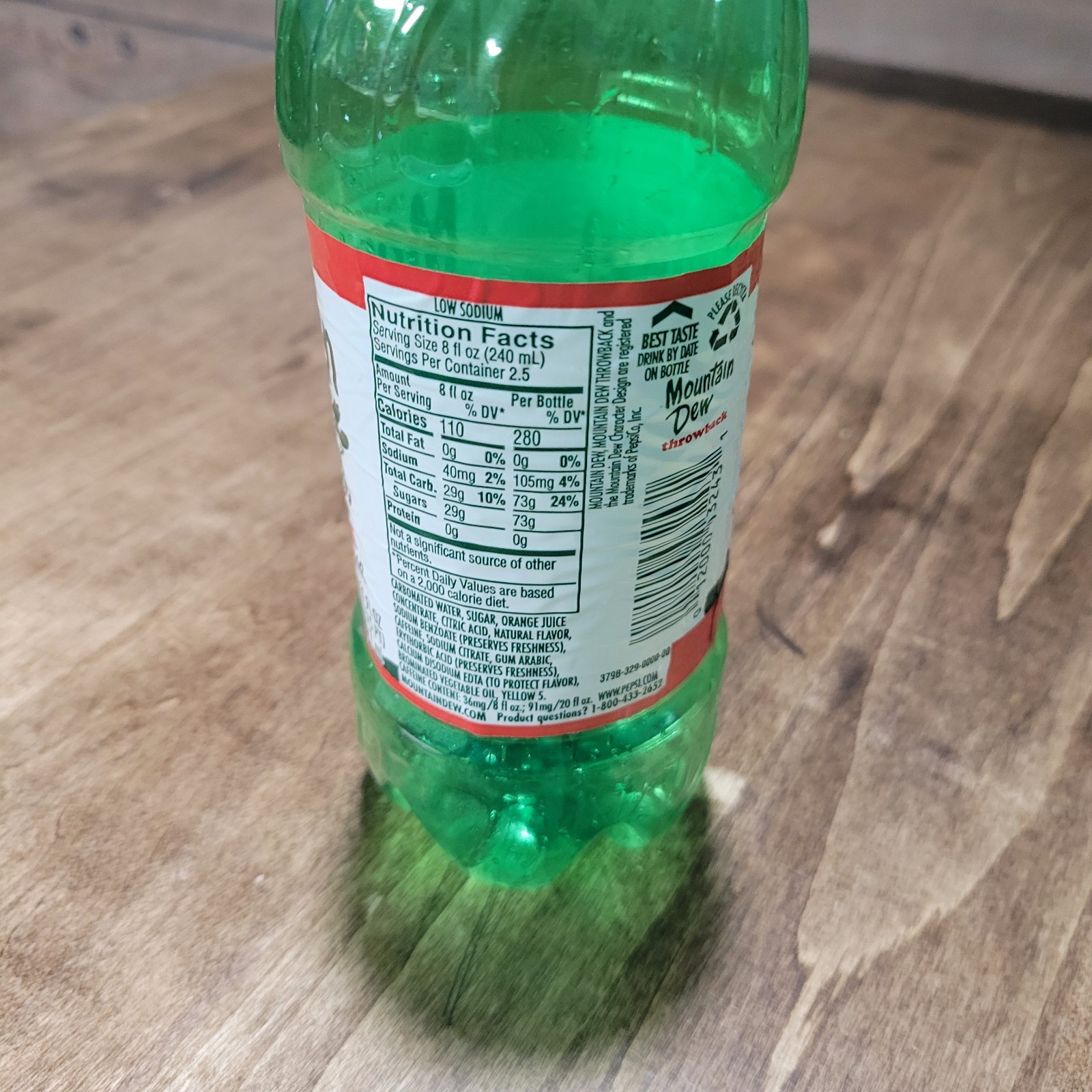 Mountain Dew Throwback Bottle Empty