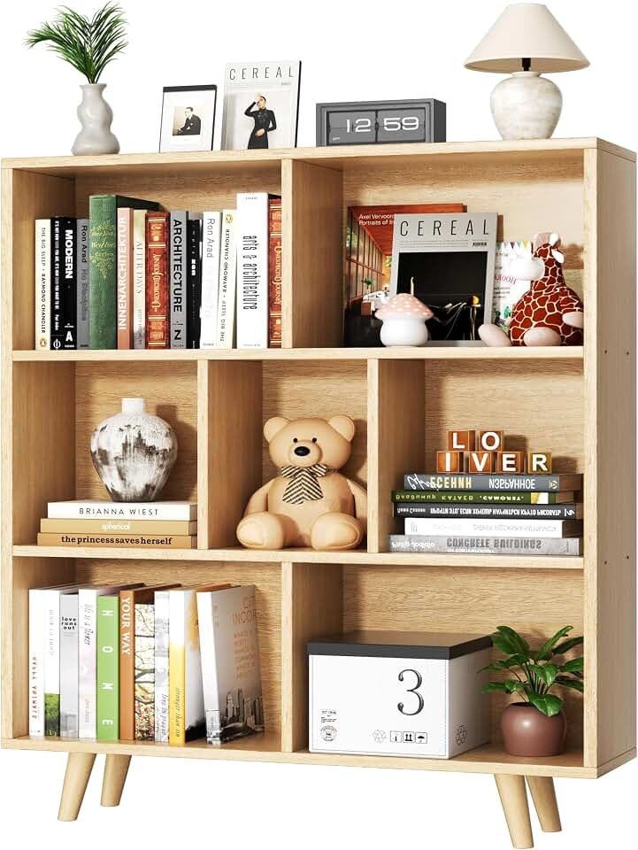 Shintenchi Cube Storage Organizer, 3 Tier Mid-Century Bookcase with Legs
